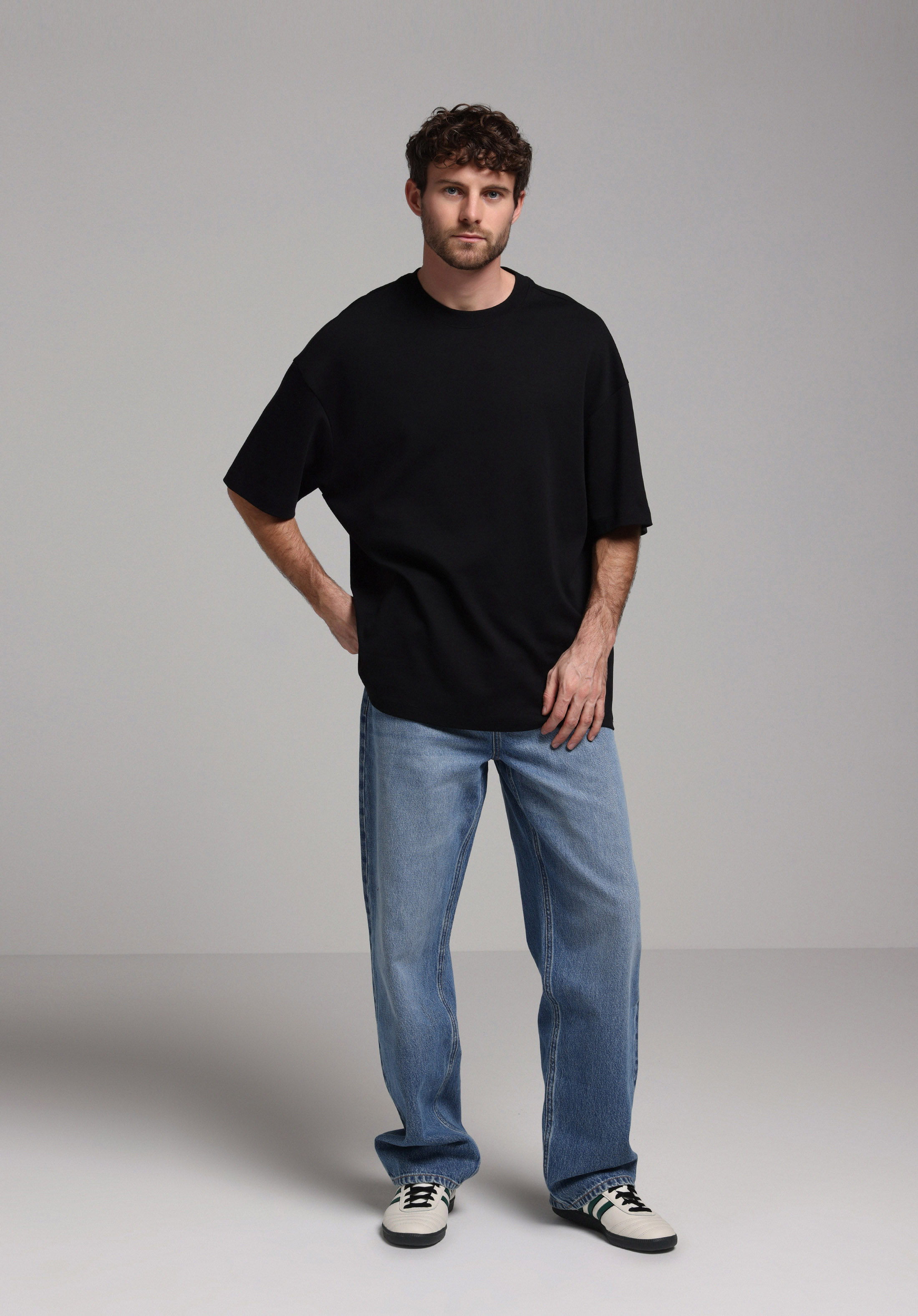 Relaxed Fit Orta Bel Bol Paça Erkek Mid İndigo Denim Jean Pantolon