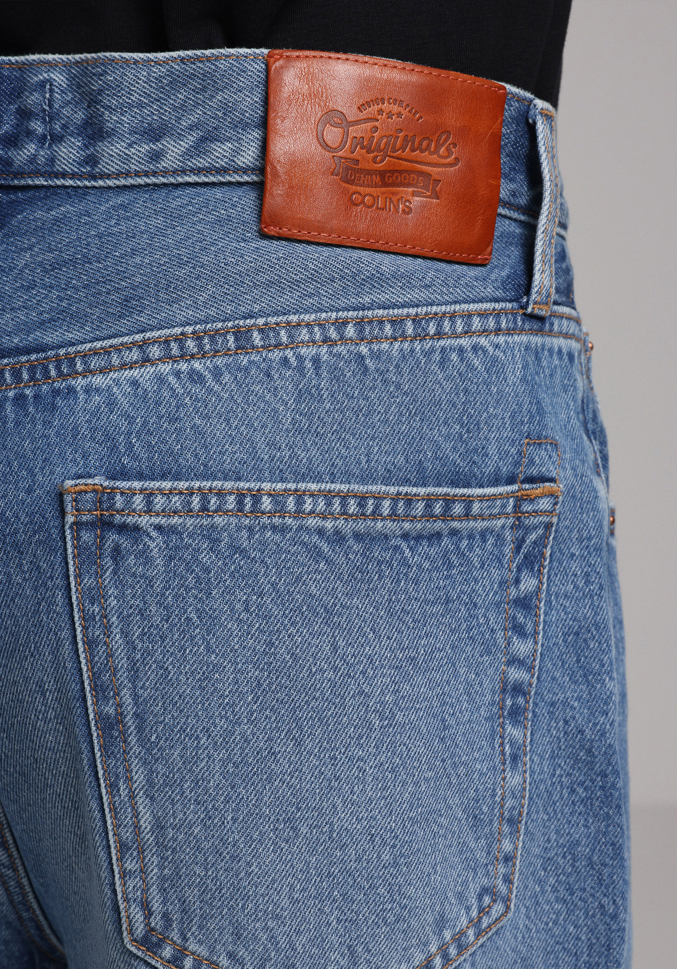 Relaxed Fit Orta Bel Bol Paça Erkek Mid İndigo Denim Jean Pantolon