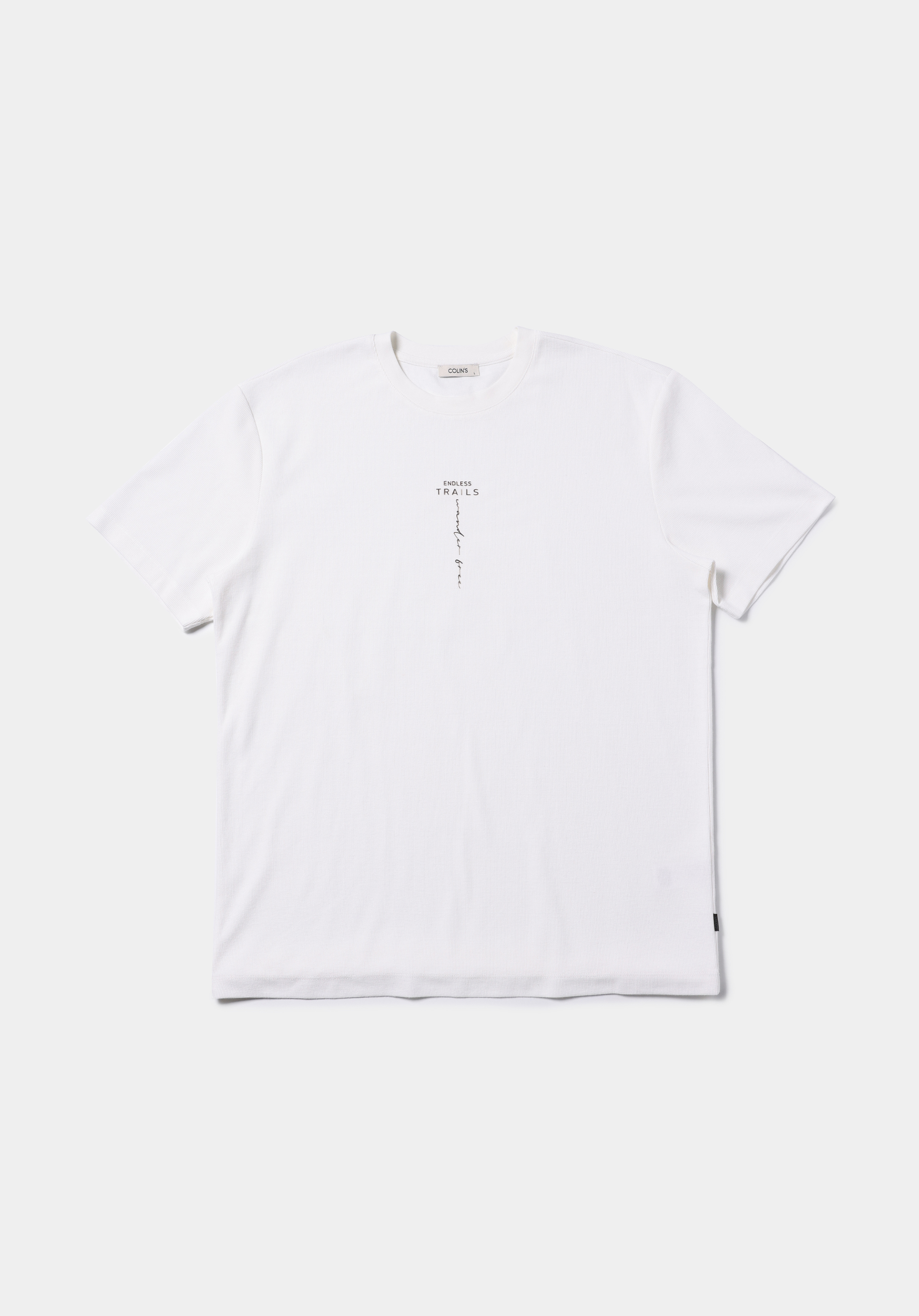 Comfort Fit Yuvarlak Yaka Jakarlı Erkek Beyaz Kısa Kol Tişört