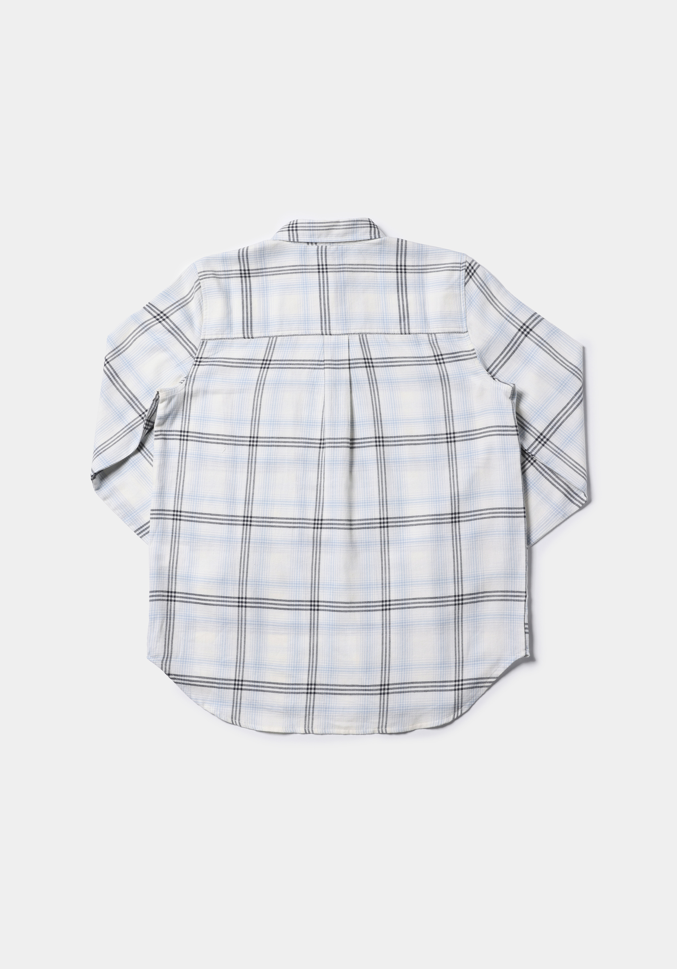 Regular Fit Shirt Neck Ekoseli Kadın Beyaz Uzun Kol Gömlek