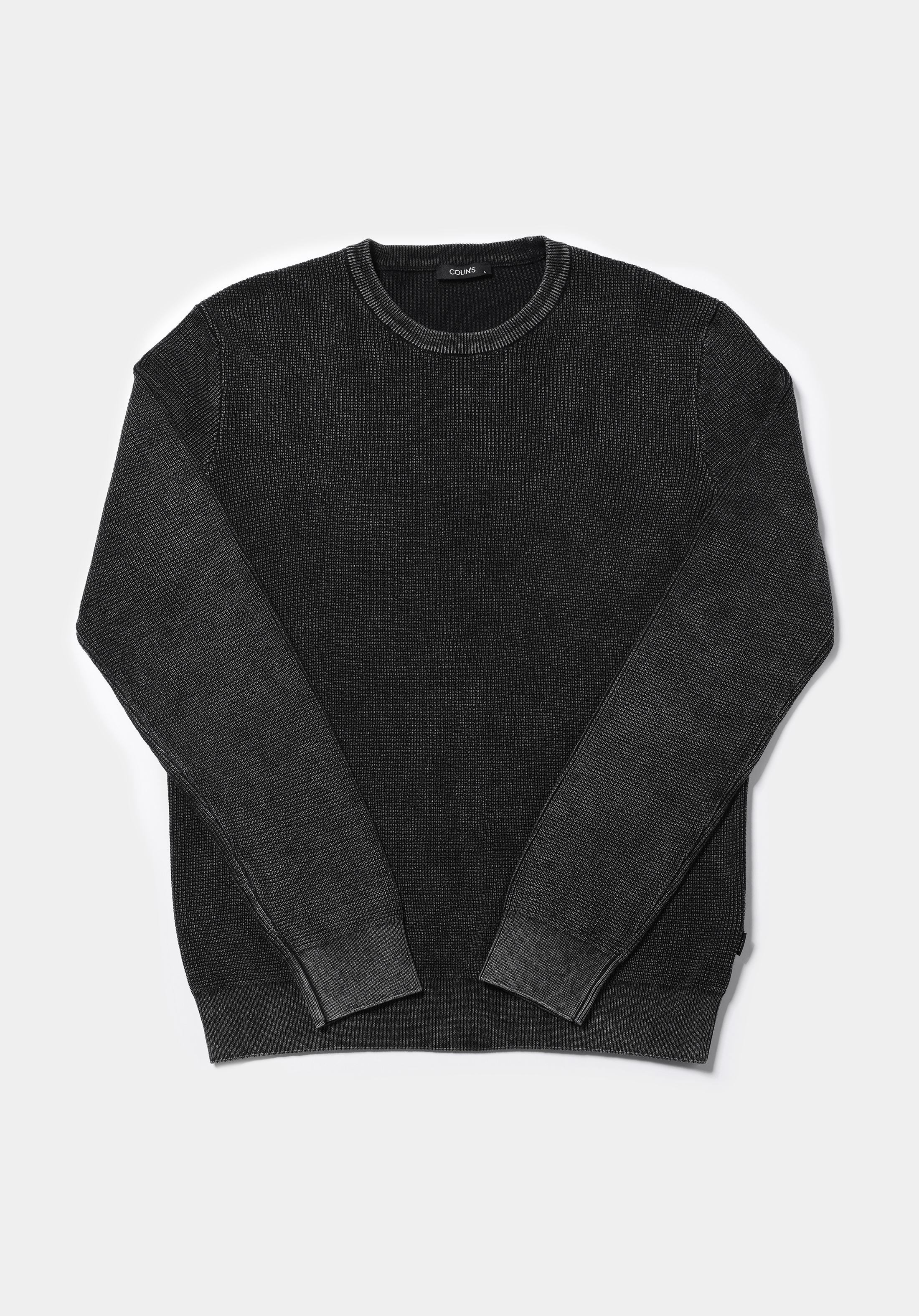 Regular Fit Yuvarlak Yaka Jakarlı Erkek Antrasit Kazak