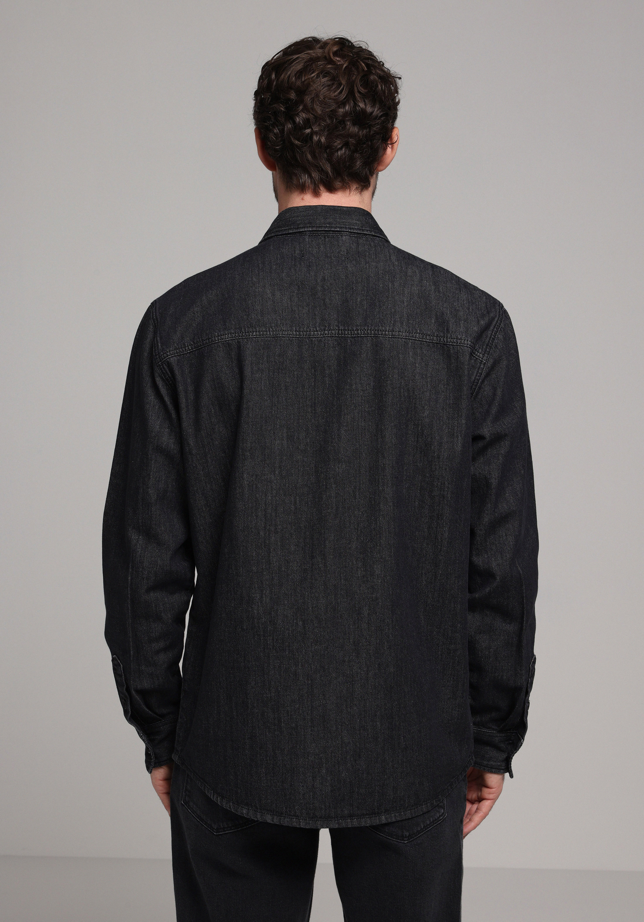 Regular Fit Klasik Yaka Düz Erkek Siyah Uzun Kol Gömlek