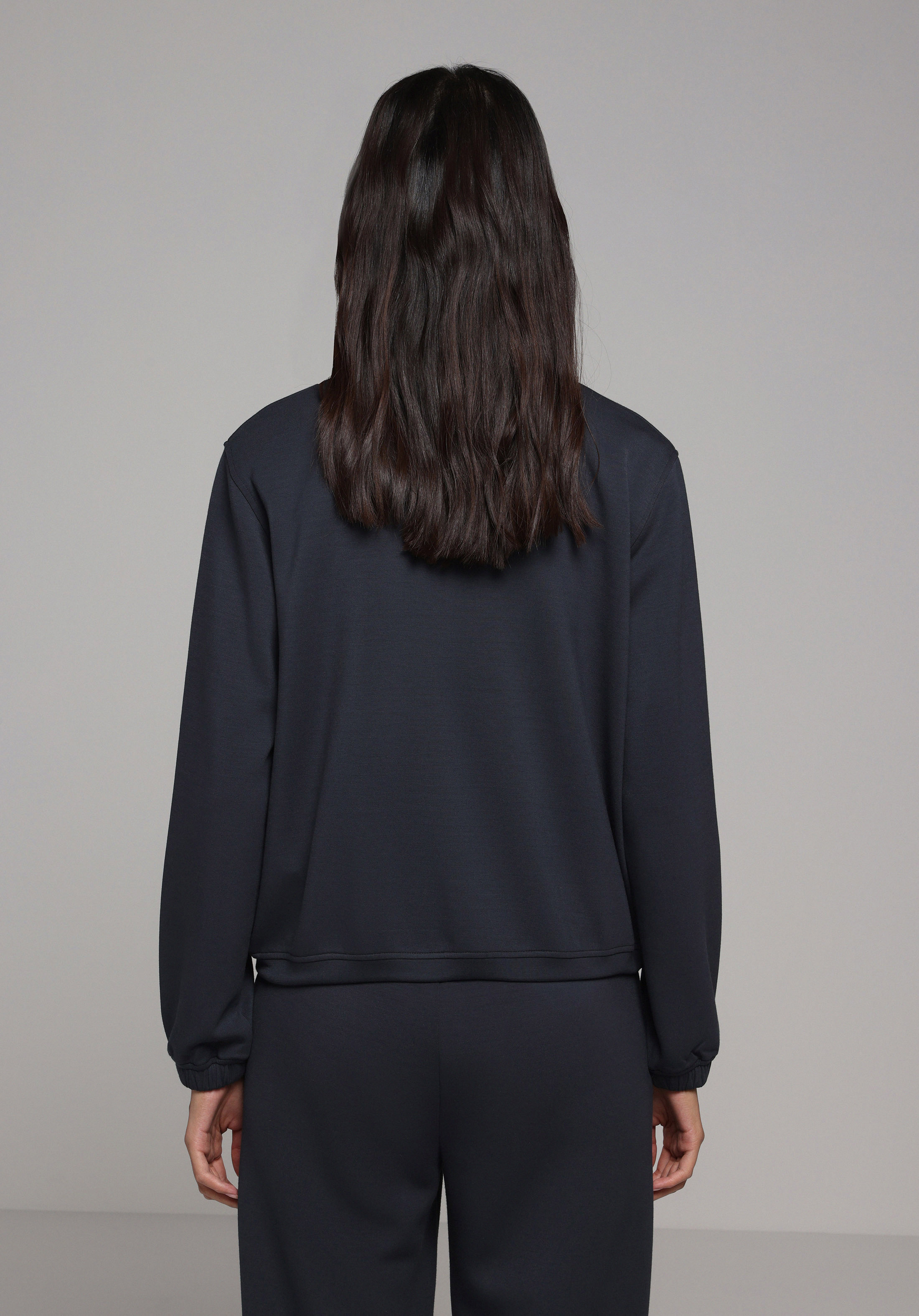 Regular Fit Fermuarlı Düz Kadın Antrasit Sweatshirt