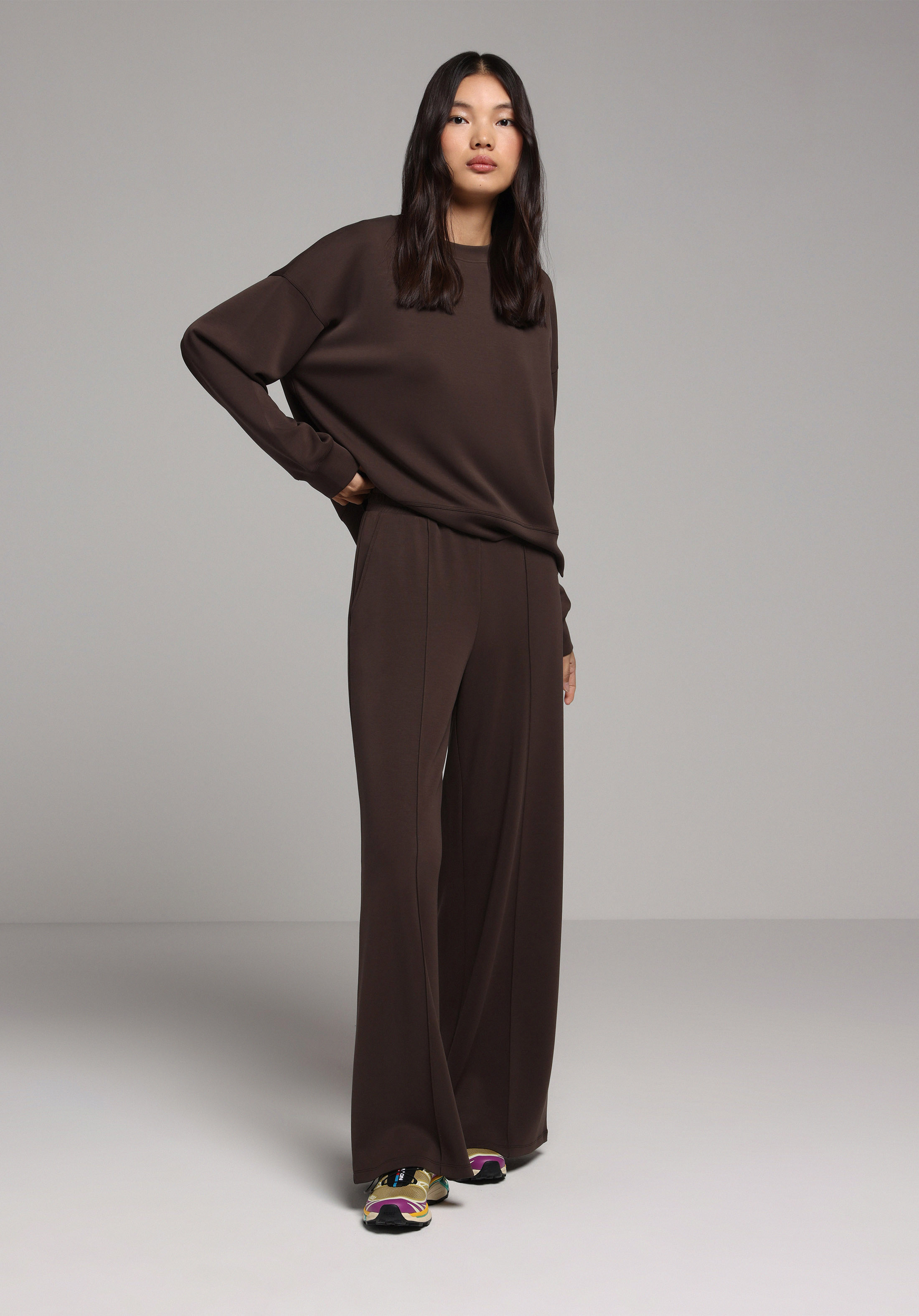 Regular Fit Orta Bel Düz Kadın Kahverengi Eşofman Altı