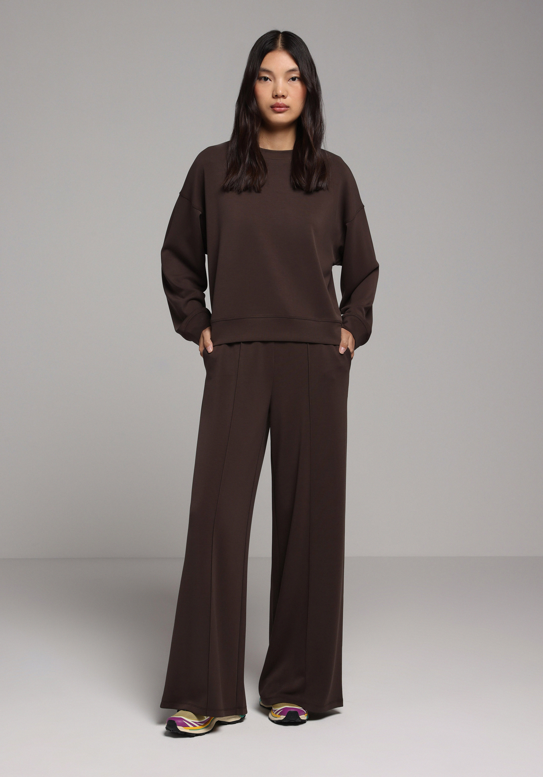 Regular Fit Orta Bel Düz Kadın Kahverengi Eşofman Altı