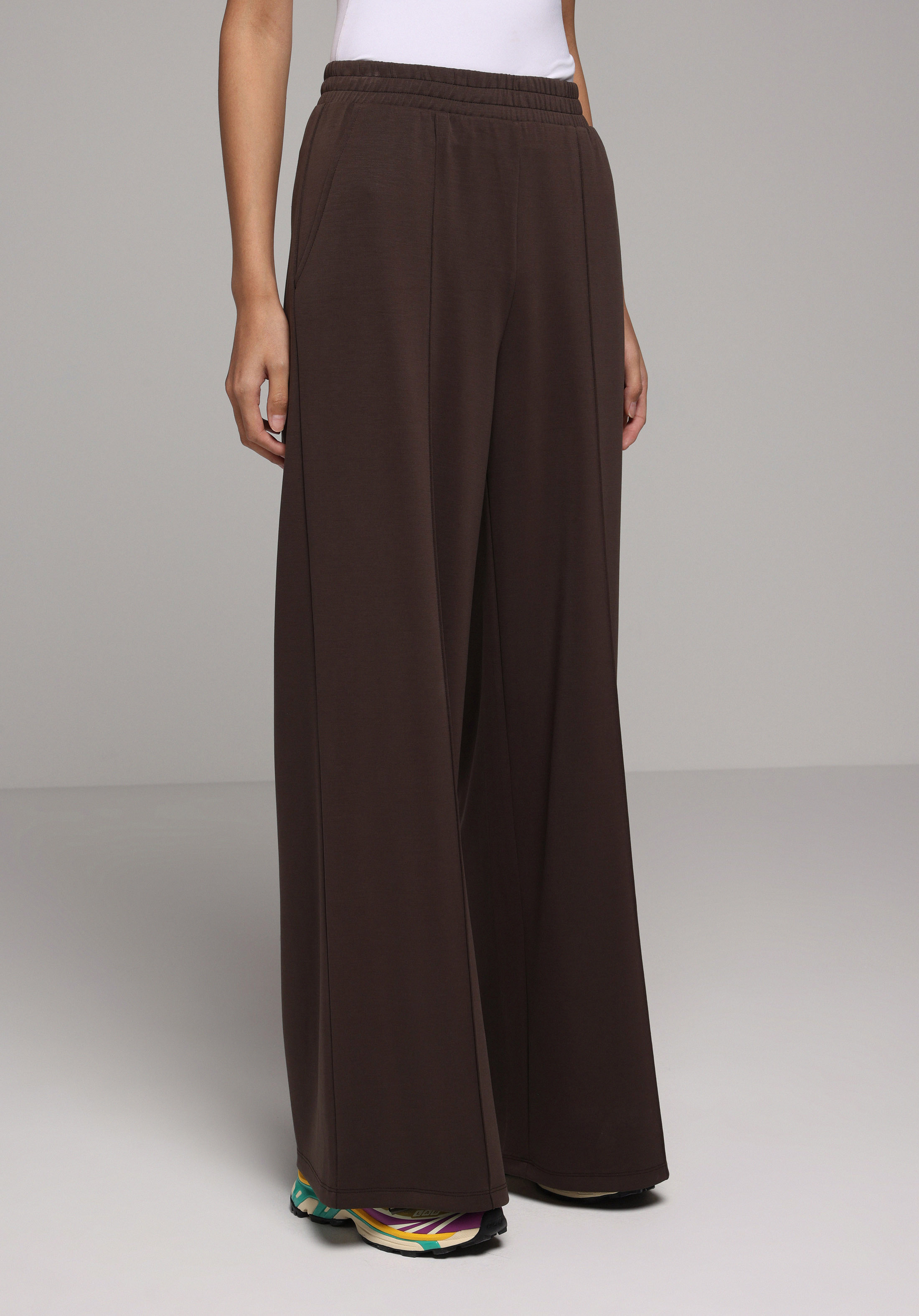 Regular Fit Orta Bel Düz Kadın Kahverengi Eşofman Altı