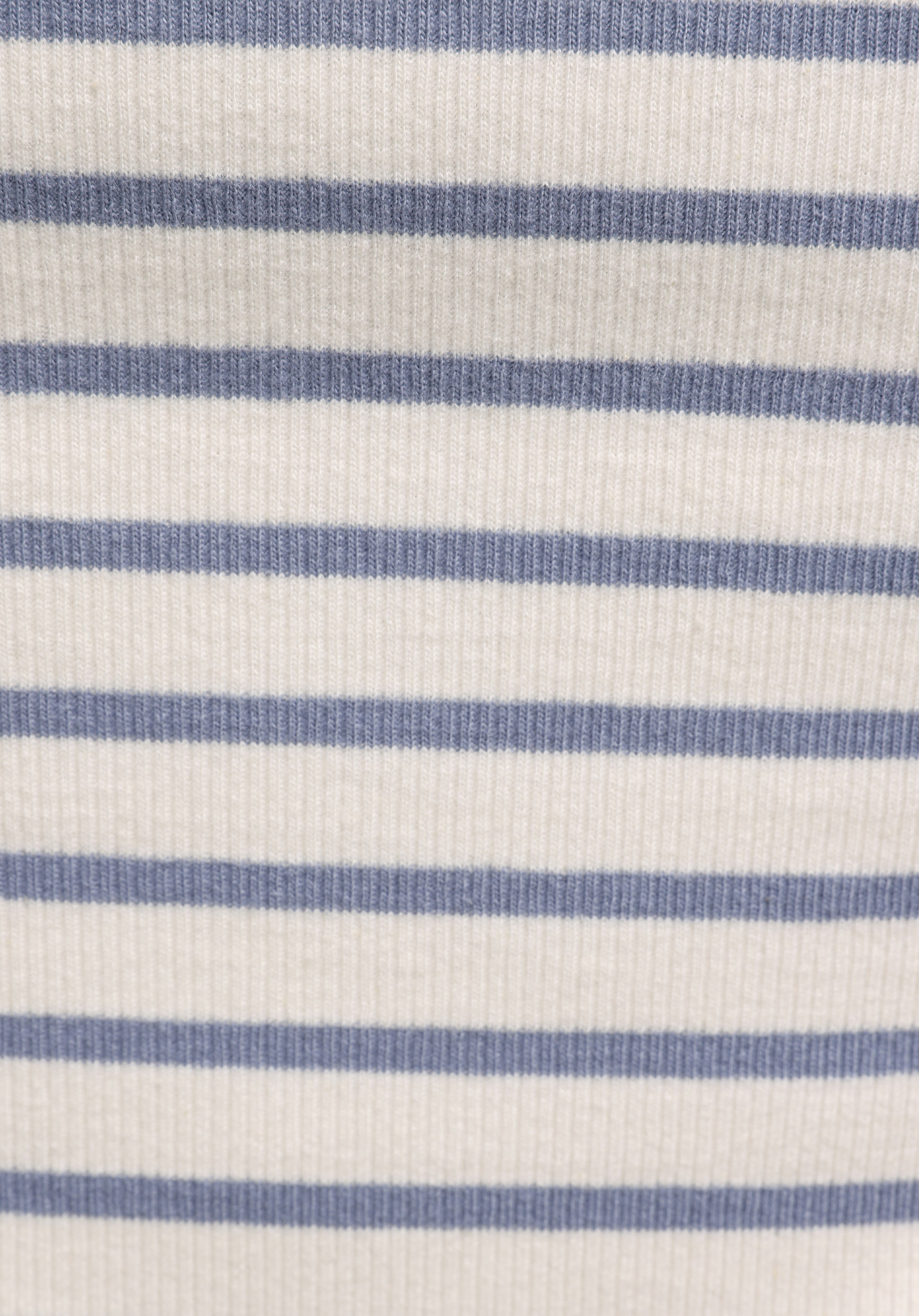 Slim Fit Polo Yaka Çizgili Kadın Mavi Kısa Kol Tişört