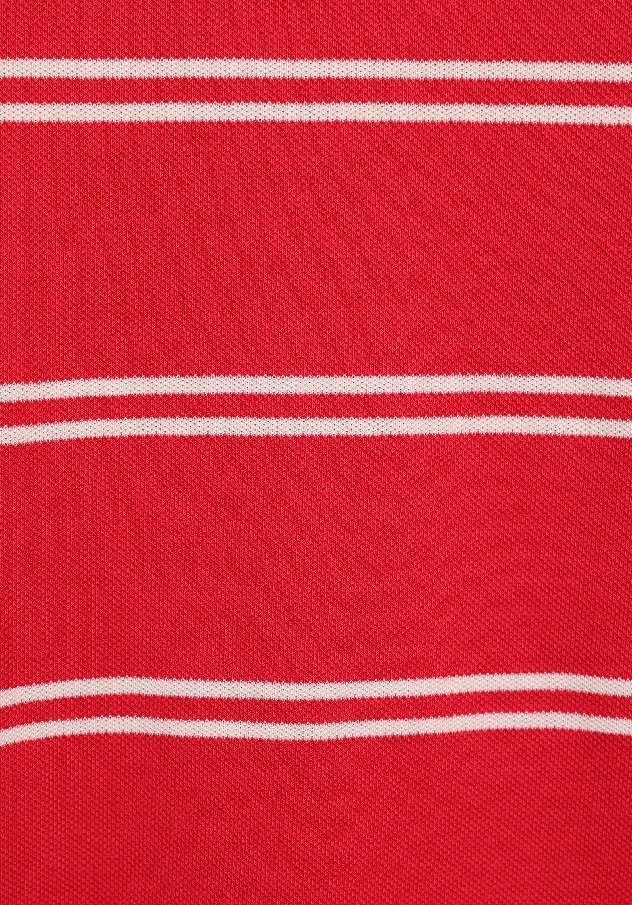 Regular Fit Yuvarlak Yaka Çizgili Kadın Kirmizi Kısa Kol Tişört