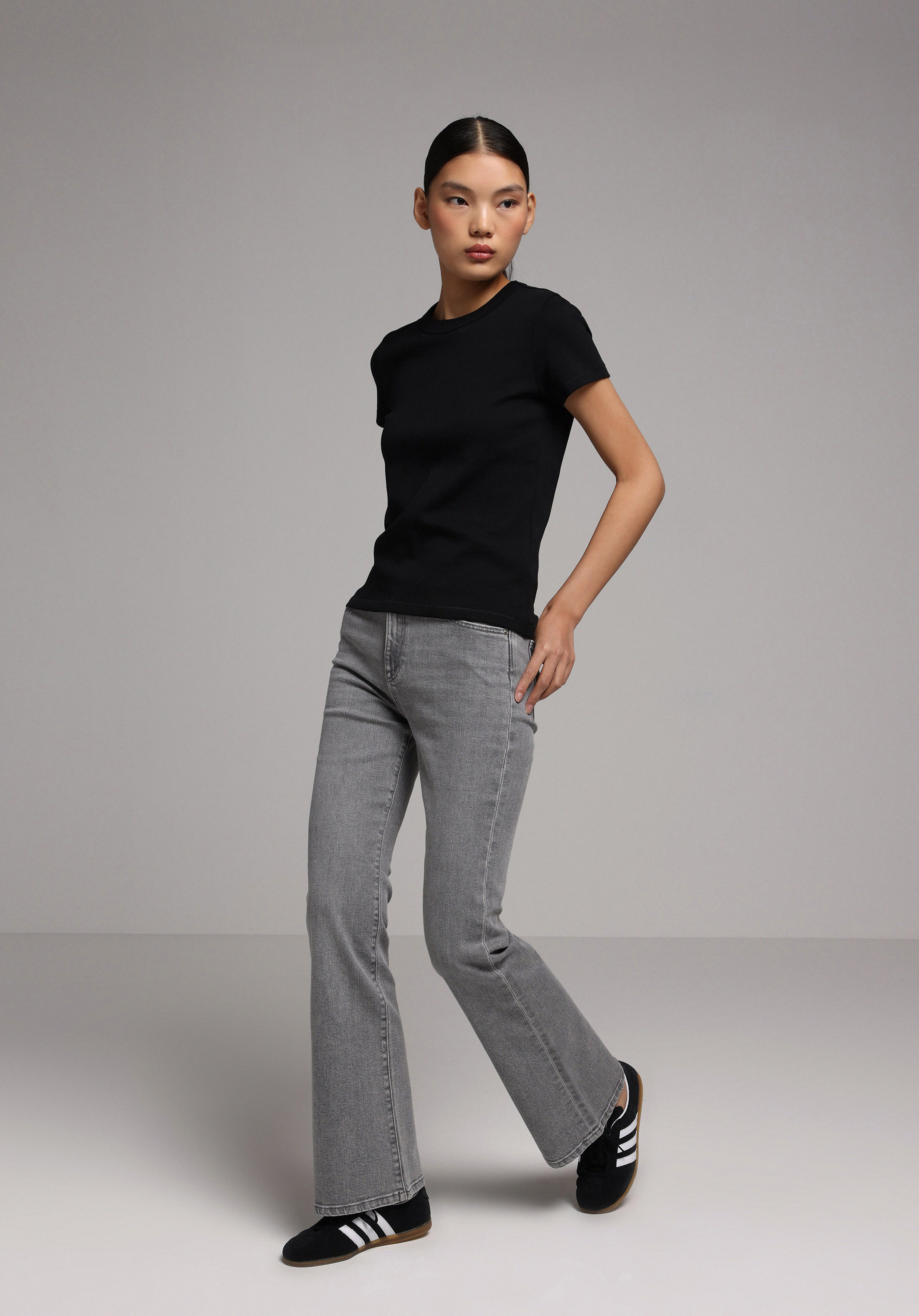 Regular Fit   Kadın Grey Denim Jean Pantolon