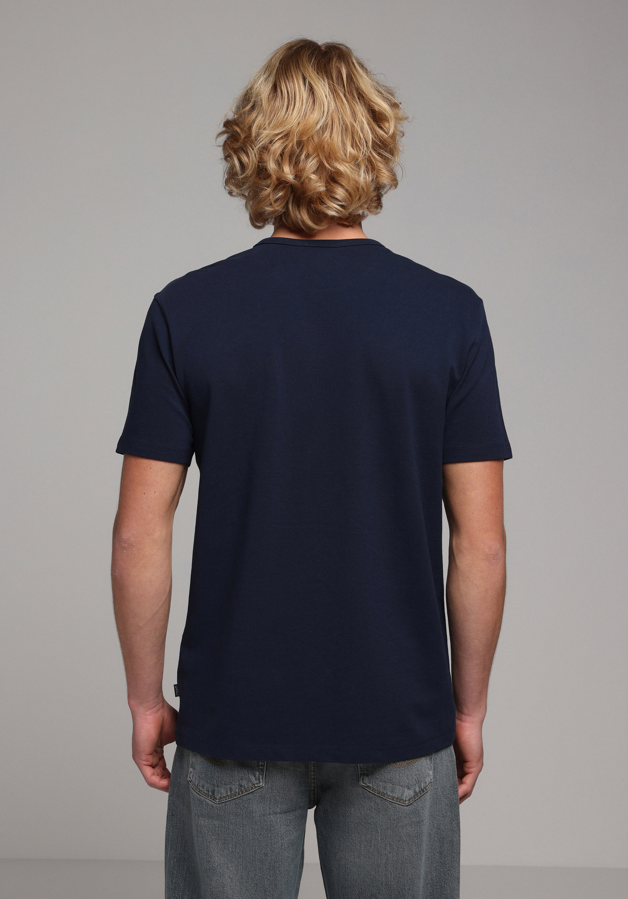 Regular Fit Yuvarlak Yaka Düz Erkek Lacivert Kısa Kol Tişört