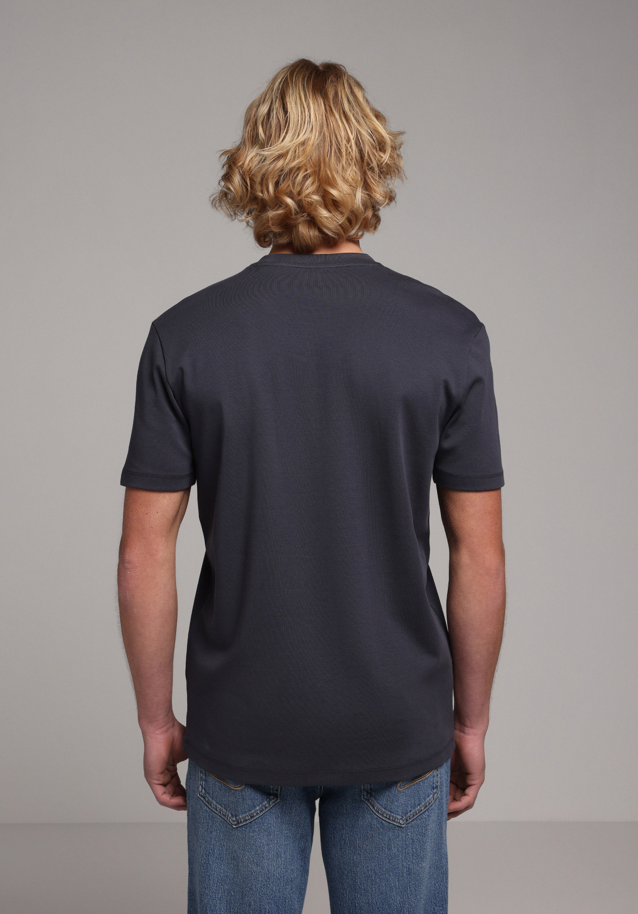 Regular Fit Yuvarlak Yaka Düz Erkek Lacivert Kısa Kol Tişört