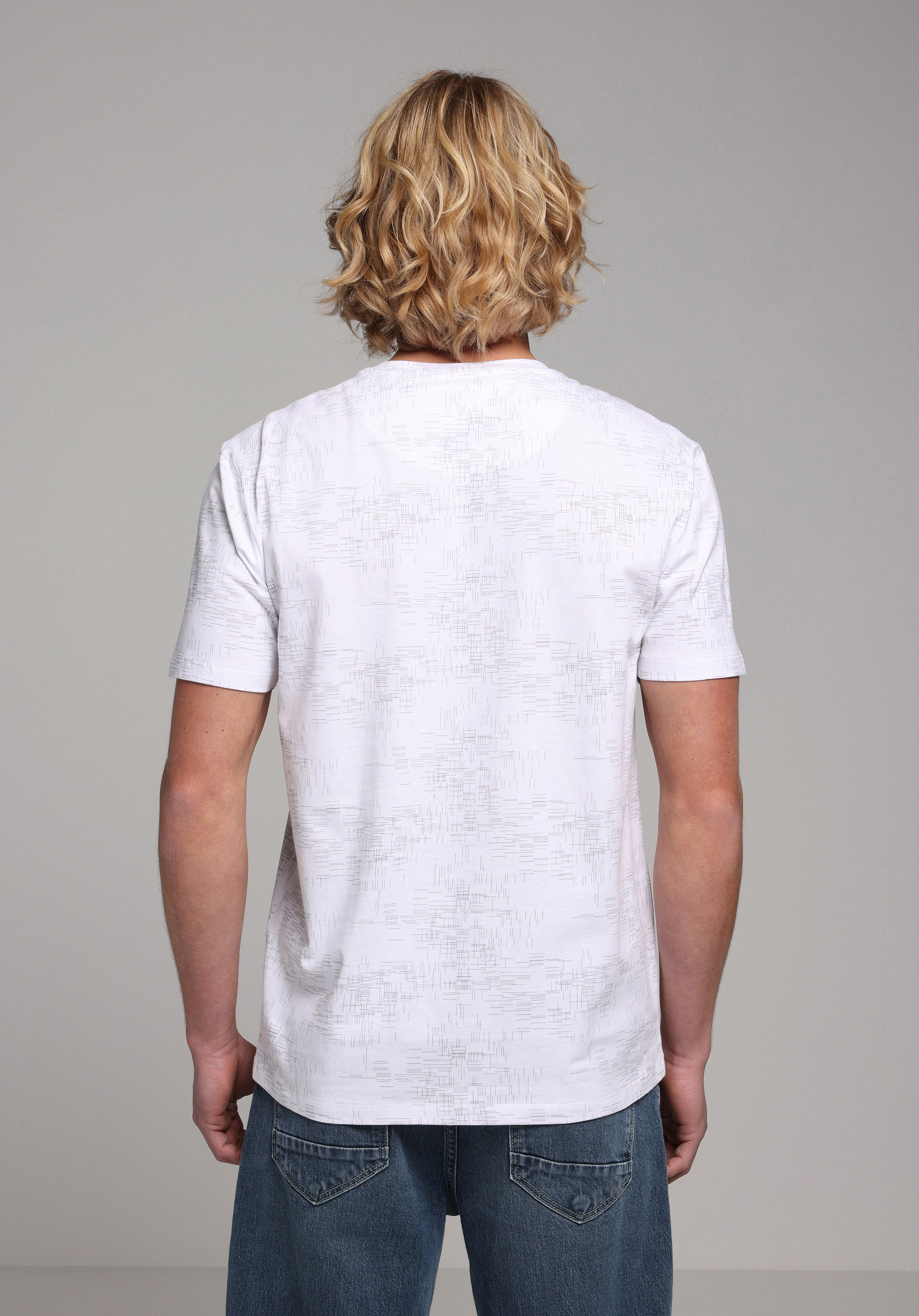 Regular Fit Yuvarlak Yaka Baskılı Erkek Beyaz Kısa Kol Tişört