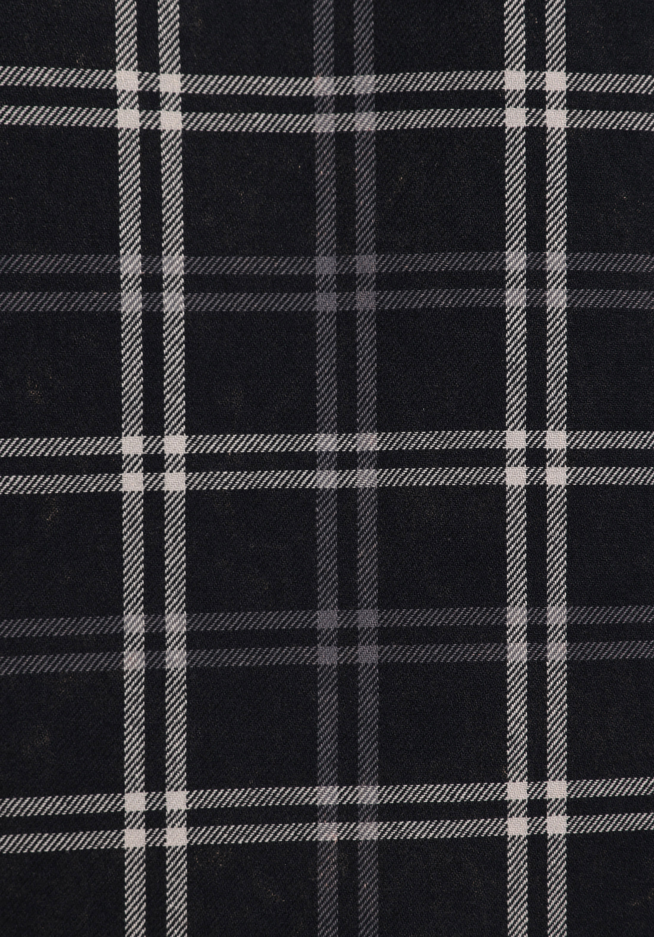 Regular Fit Shirt Neck Ekoseli Erkek Siyah Uzun Kol Gömlek