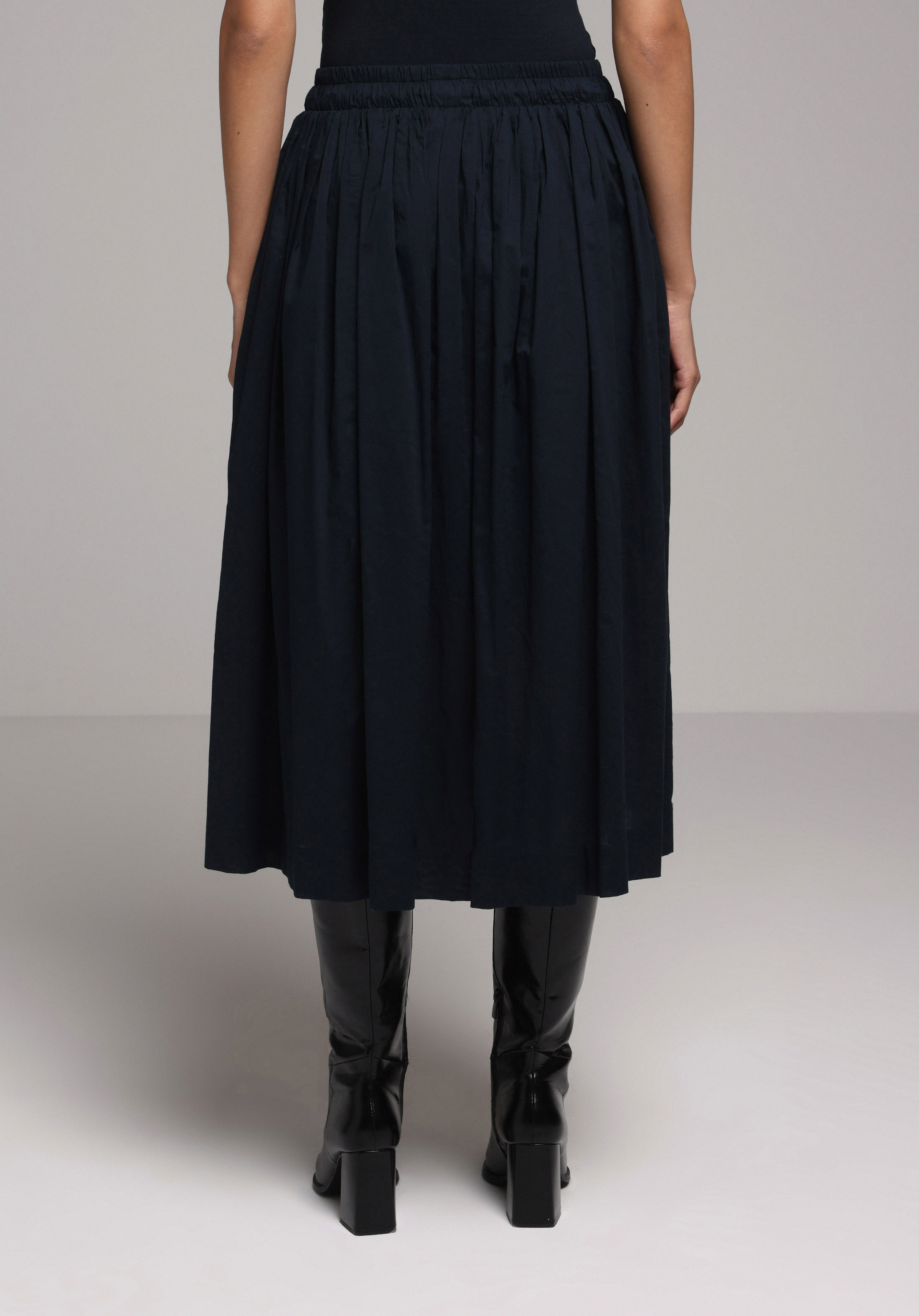 Midi Düz  Kadın Lacivert Etek