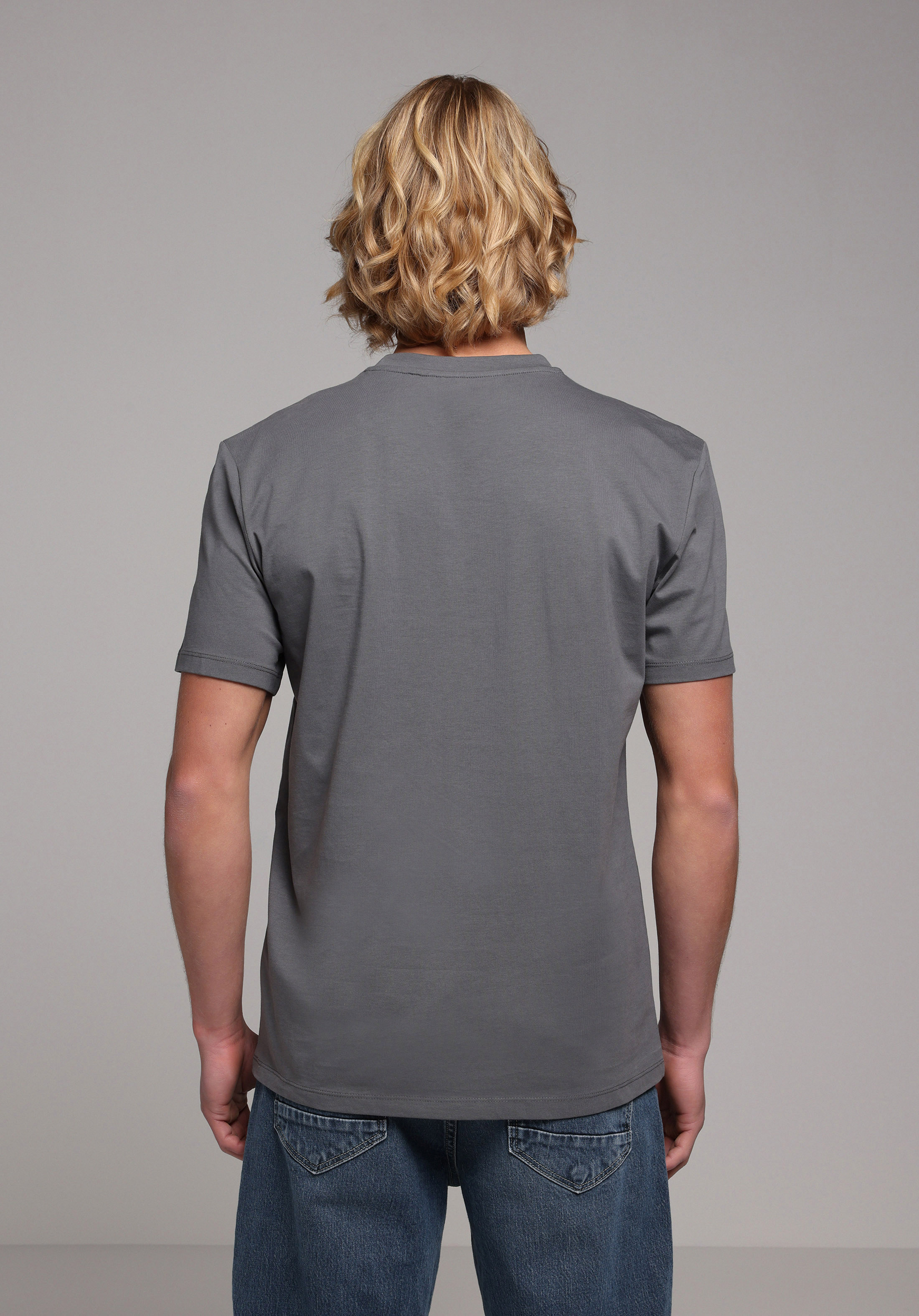 Regular Fit Yuvarlak Yaka Düz Erkek Gri Kısa Kol Tişört