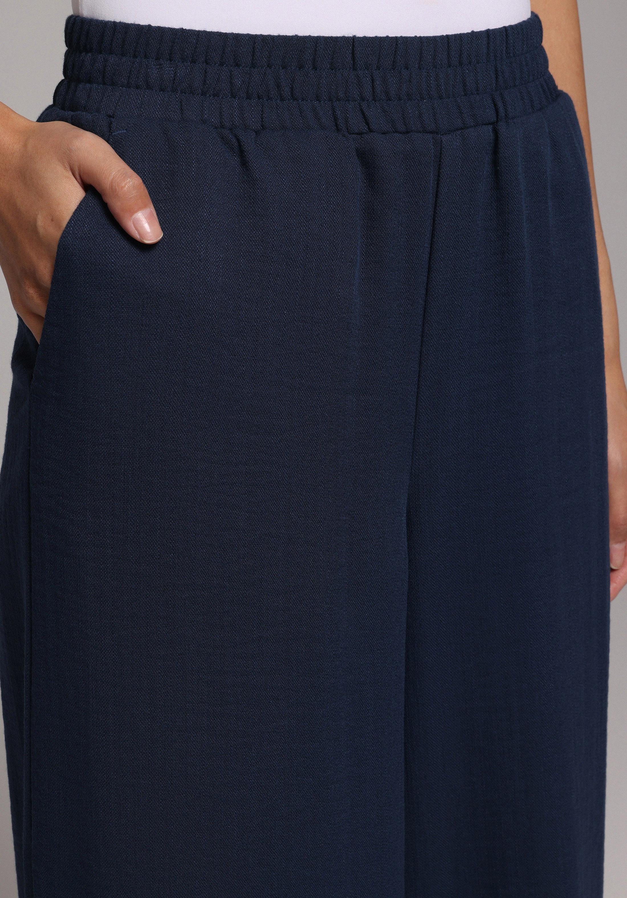 Regular Fit Yüksel Bel Geniş Paça Kadın Lacivert  Pantolon