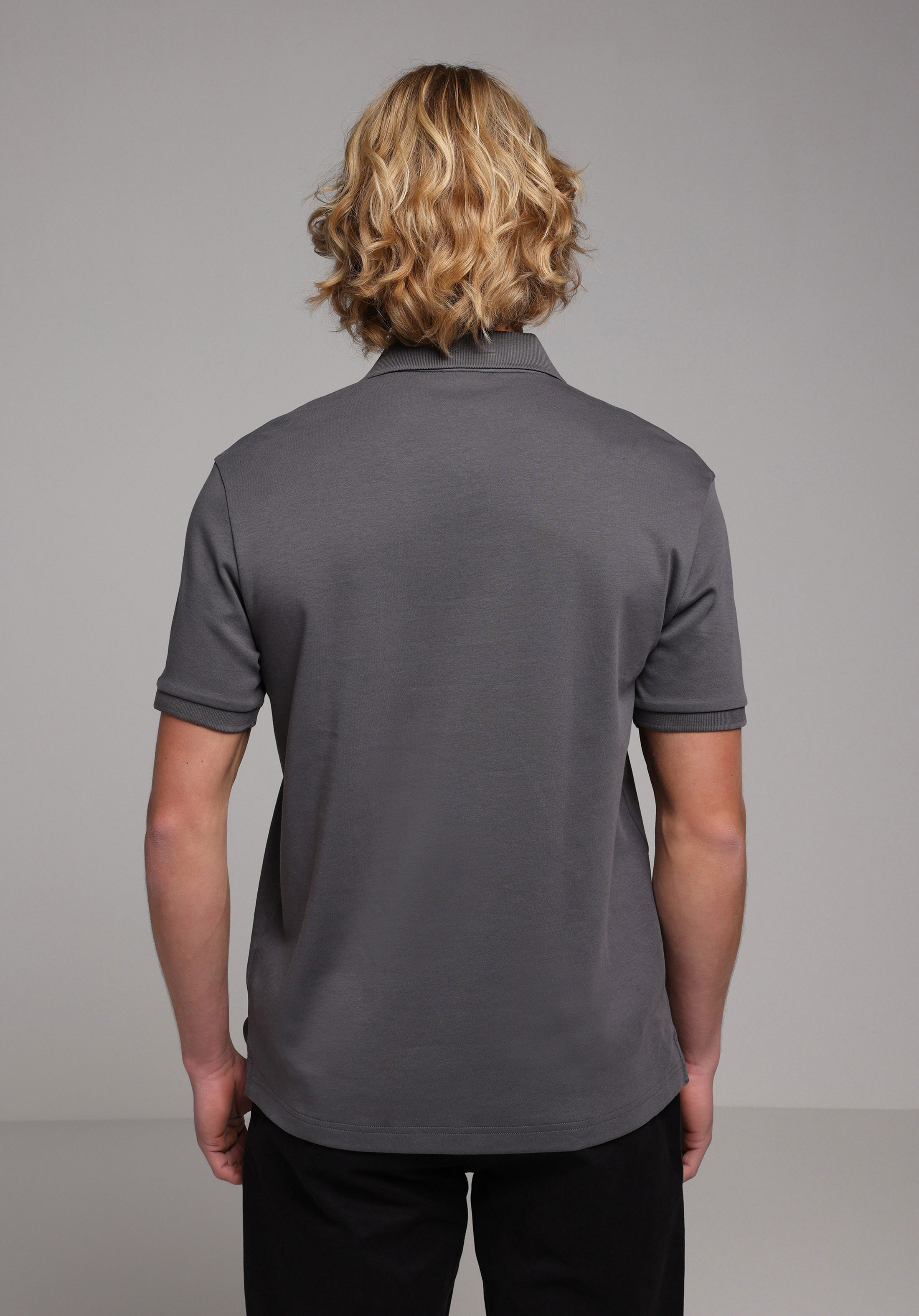 Regular Fit Polo Yaka Düz Erkek Antrasit Kısa Kol Tişört