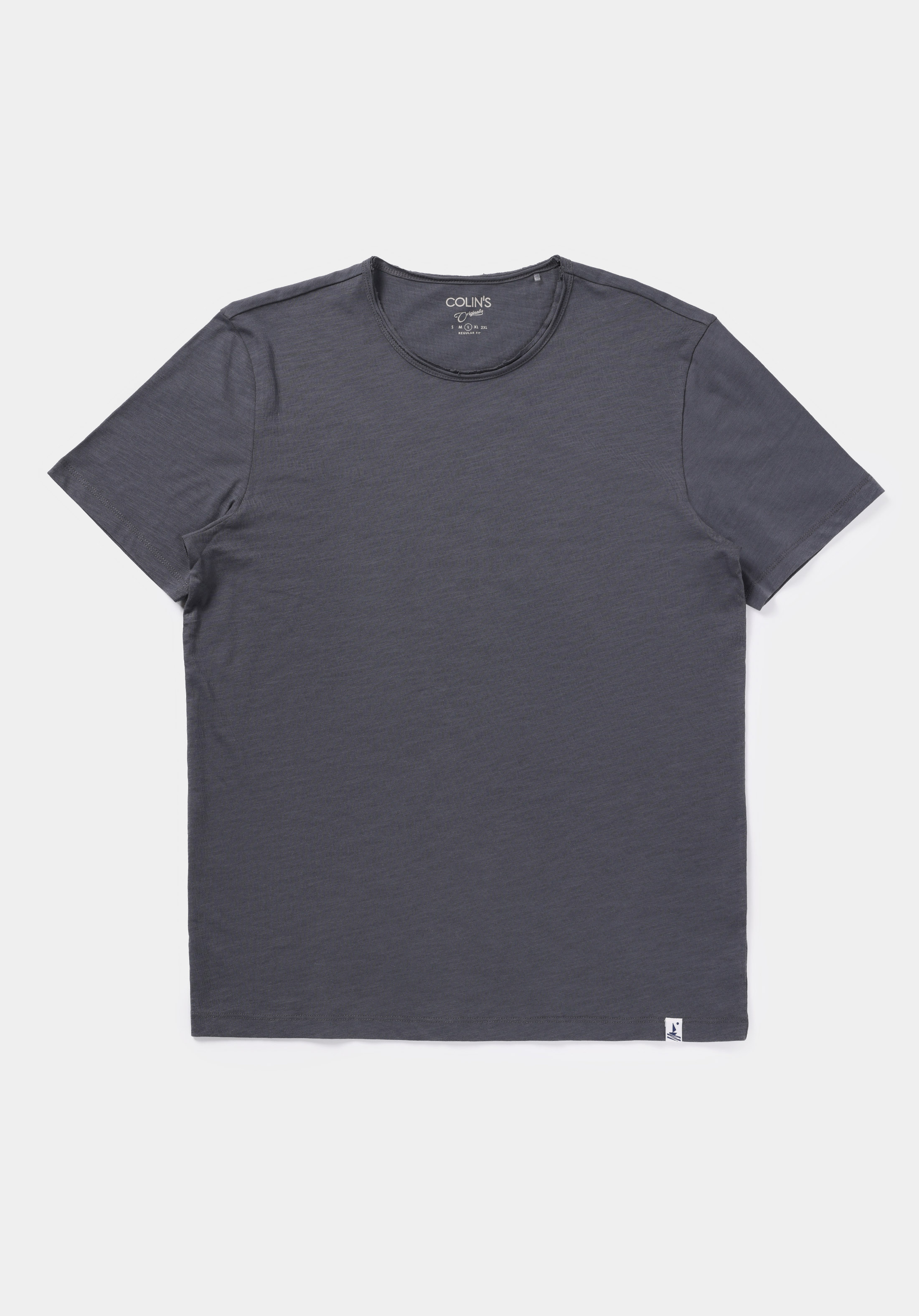 Regular Fit Yuvarlak Yaka Düz Erkek Antrasit Pamuklu Kısa Kol Tişört