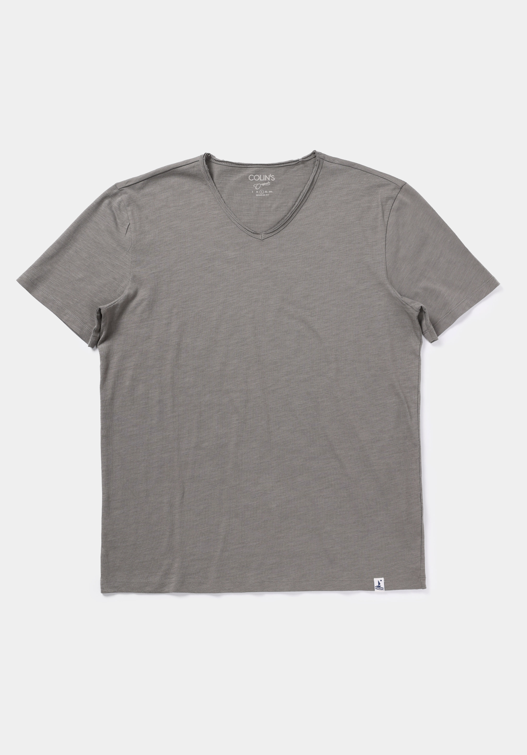 Regular Fit Pamuklu V Yaka Düz Erkek Yeşil Kısa Kol Tişört