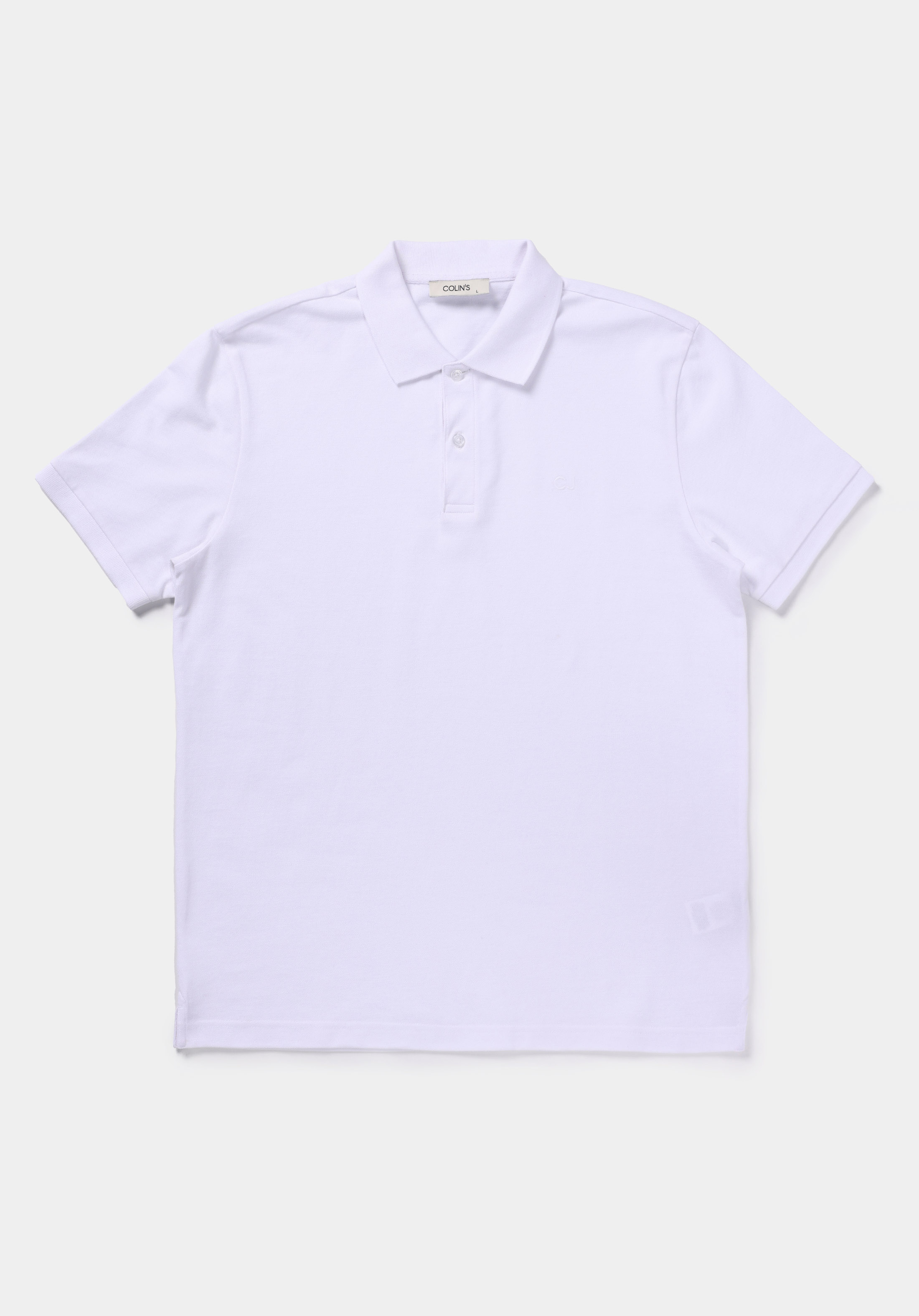 Regular Fit Polo Yaka Düz Erkek Beyaz Pamuklu Cepsiz Kısa Kol Tişört