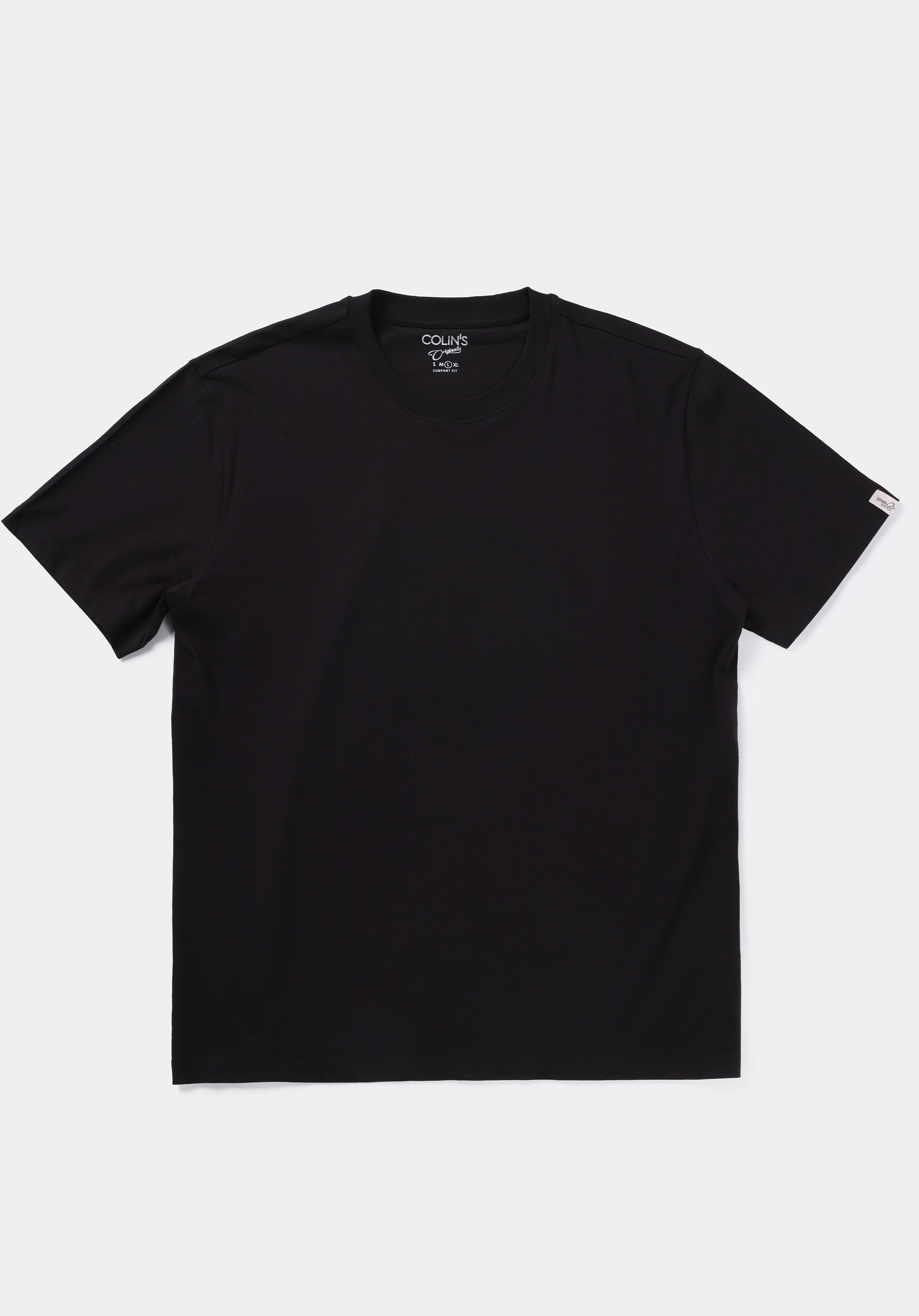Comfort Fit Yuvarlak Yaka Düz Erkek Siyah Kısa Kol Tişört