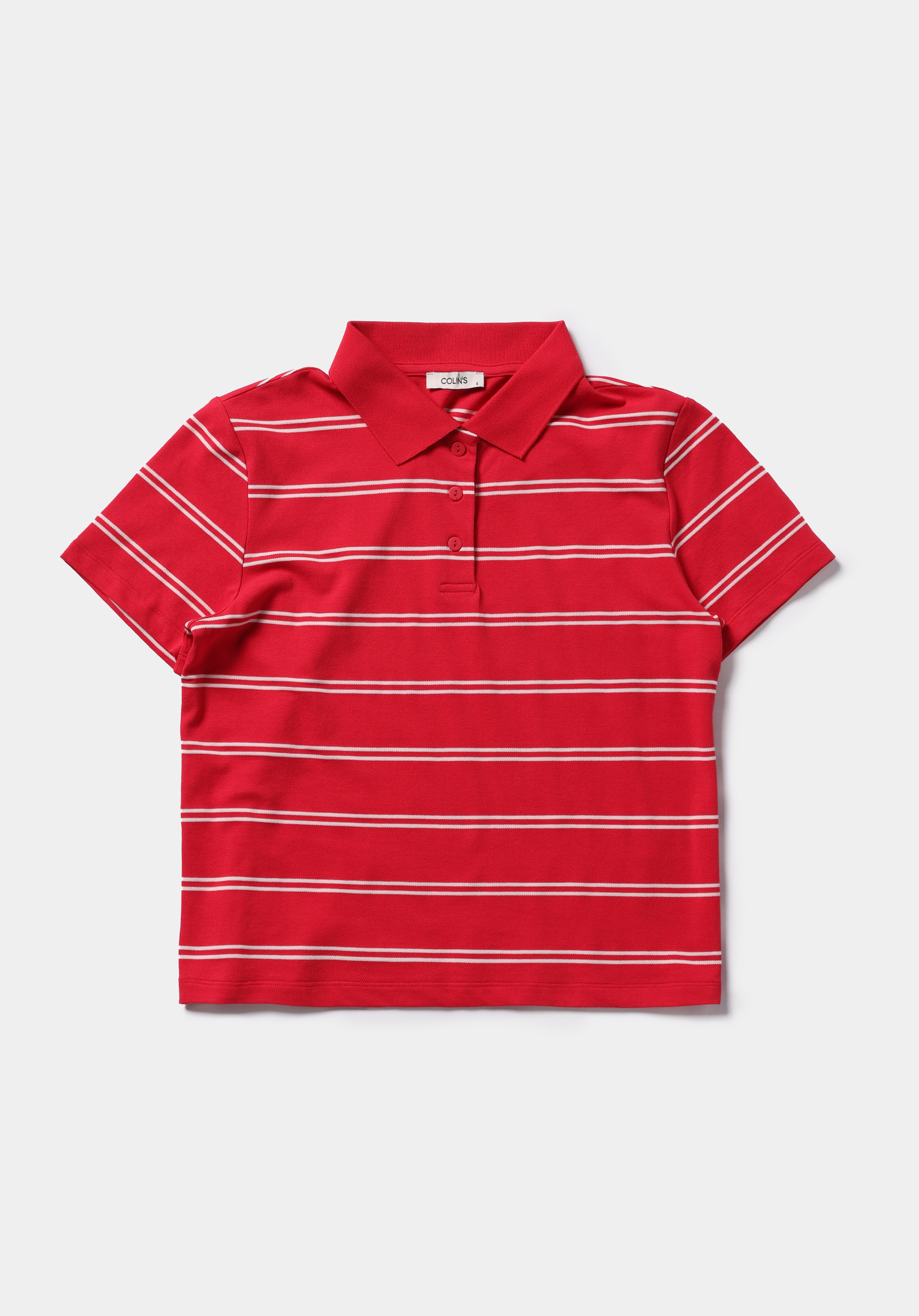 Regular Fit Yuvarlak Yaka Çizgili Kadın Kirmizi Kısa Kol Tişört