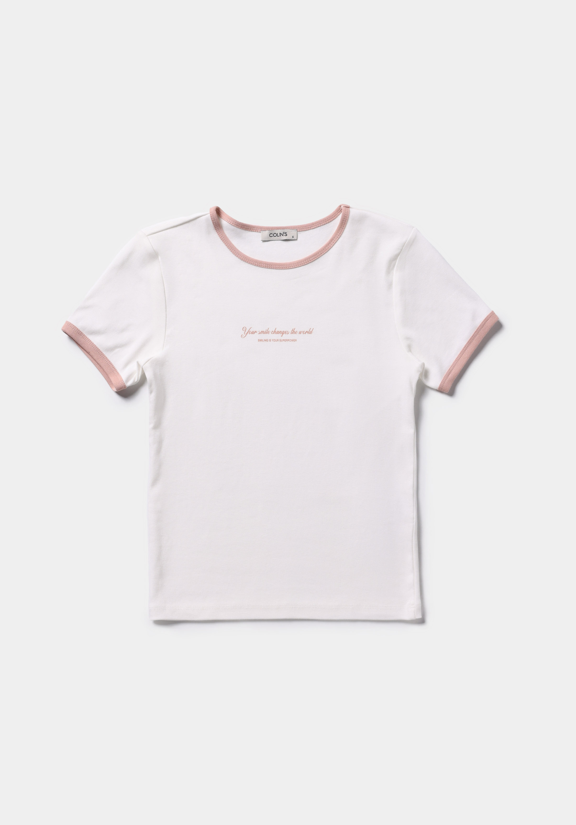 Slim Fit Yuvarlak Yaka Baskılı Kadın Beyaz Kısa Kol Tişört