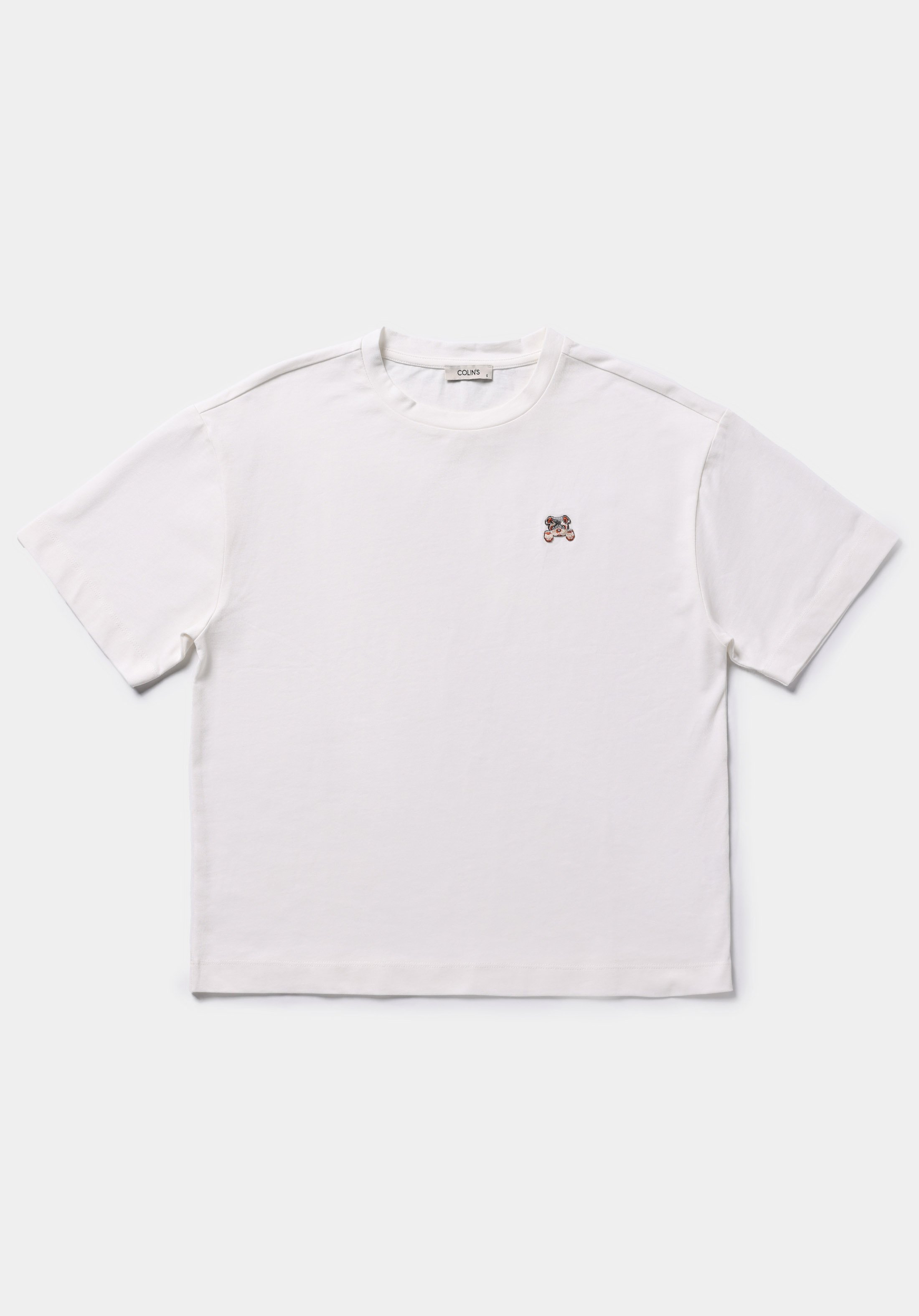 Boyfriend Fit Yuvarlak Yaka Nakışlı Kadın Beyaz Kısa Kol Tişört