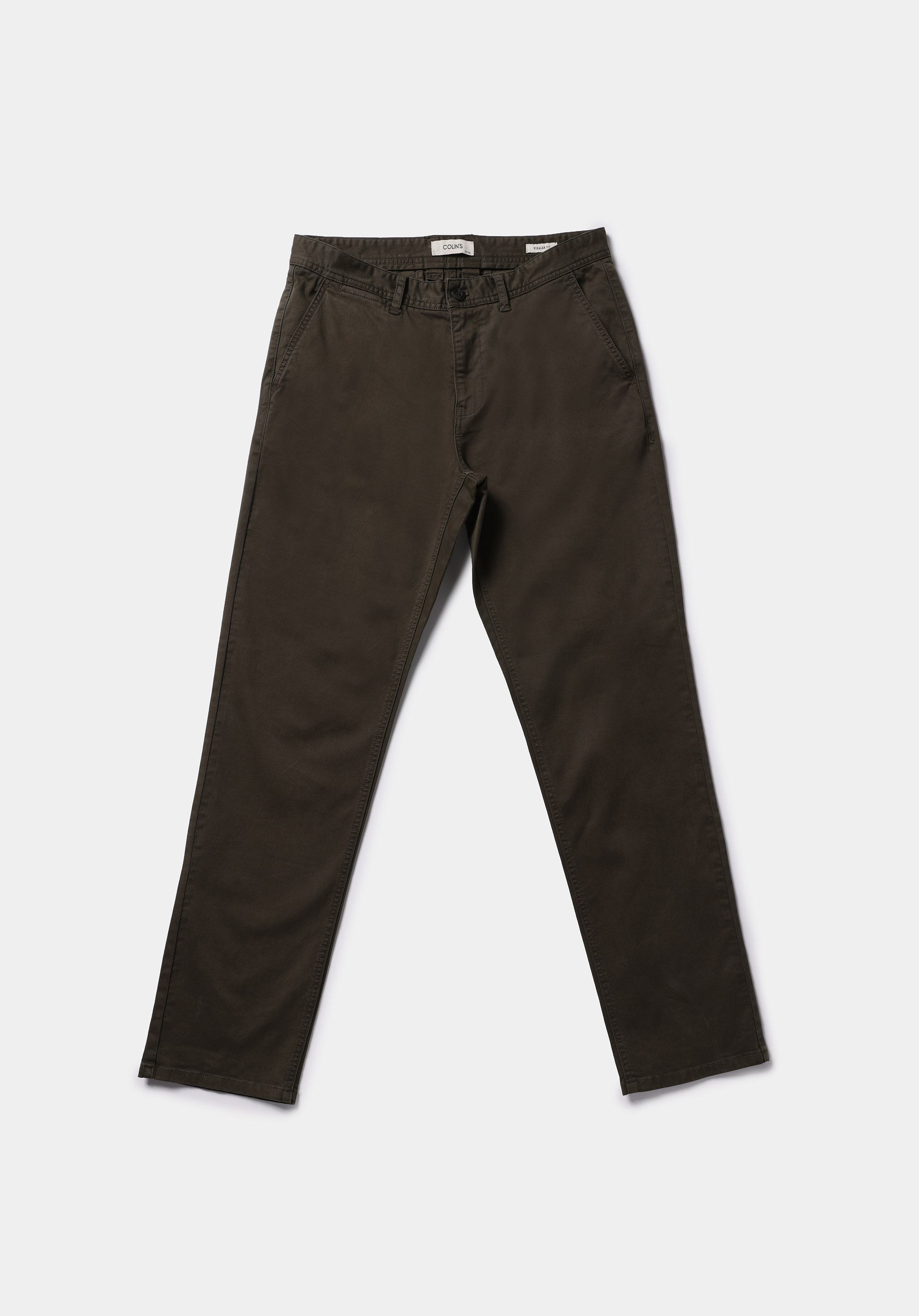 Regular Fit Orta Bel Düz Paça Erkek Yeşil  Pantolon