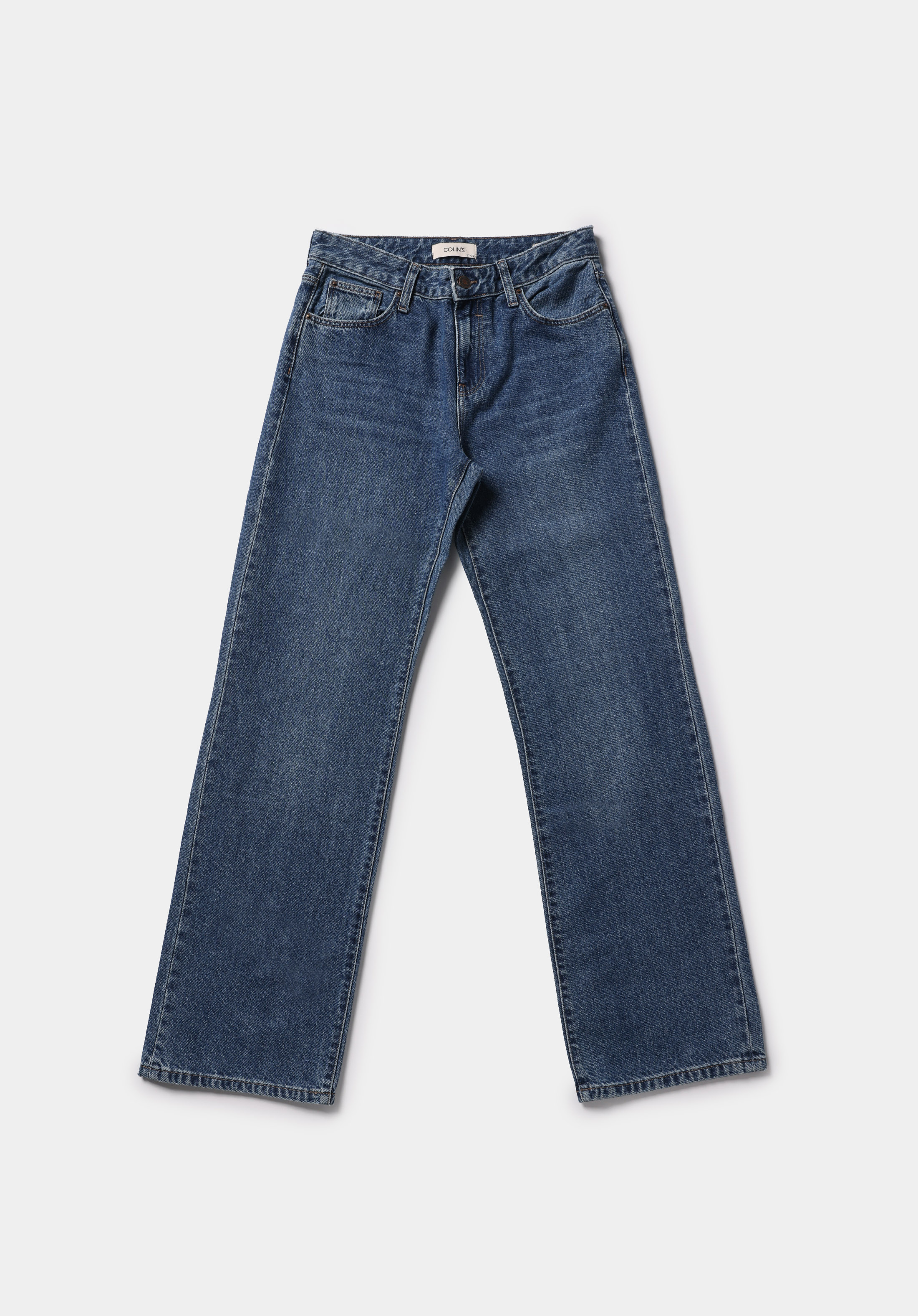 Straight Fit Orta Bel Düz Paça Kadın İndigo Jean Pantolon