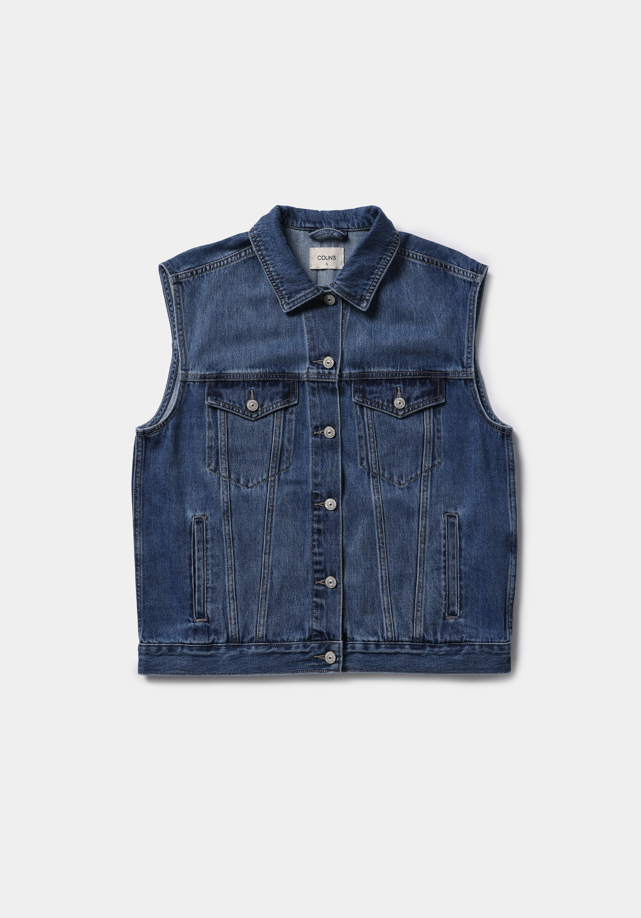 Regular Fit     Kadın Mid İndigo Denim Yelek