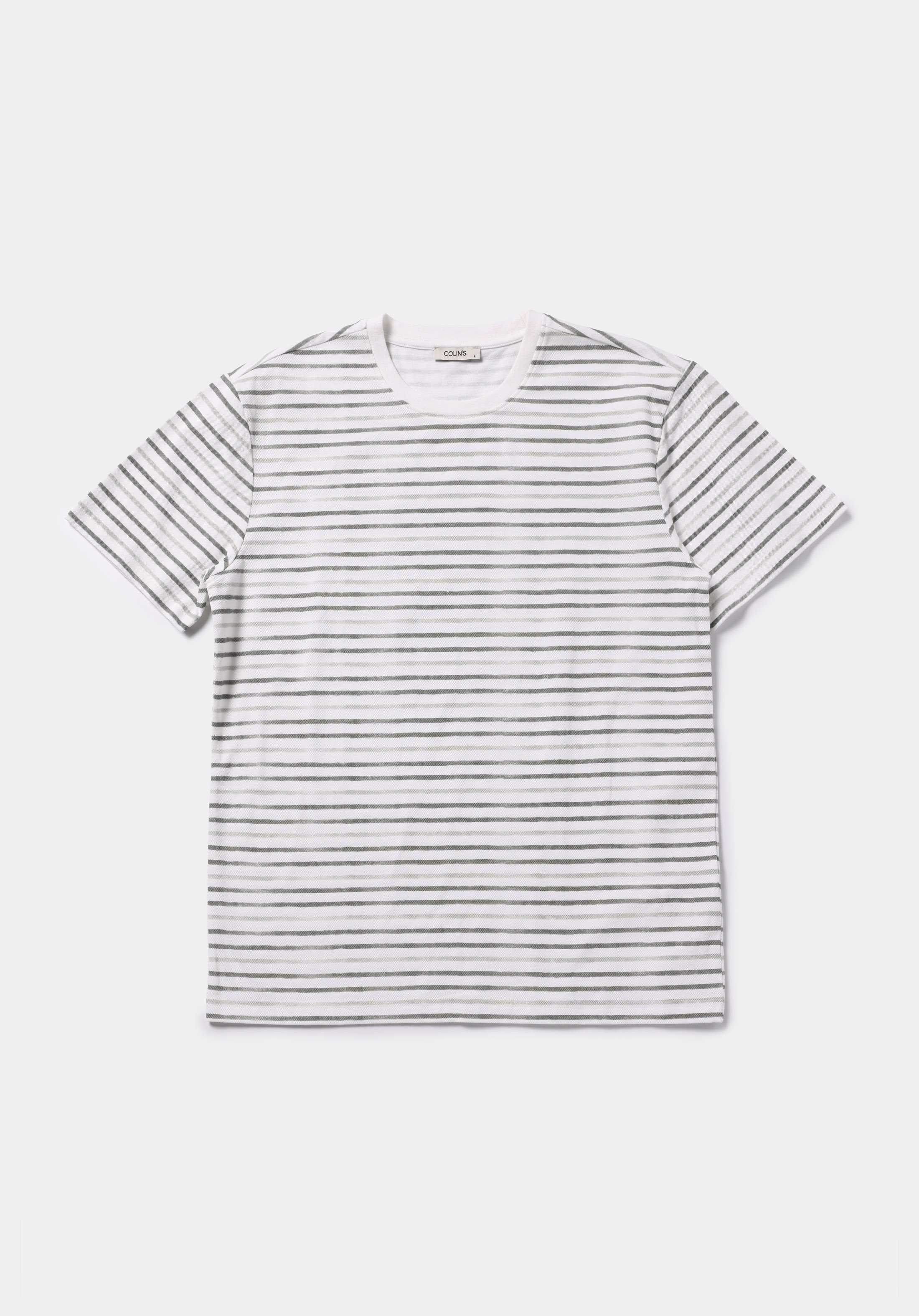 Regular Fit Yuvarlak Yaka Çizgili Erkek Yeşil Kısa Kol Tişört