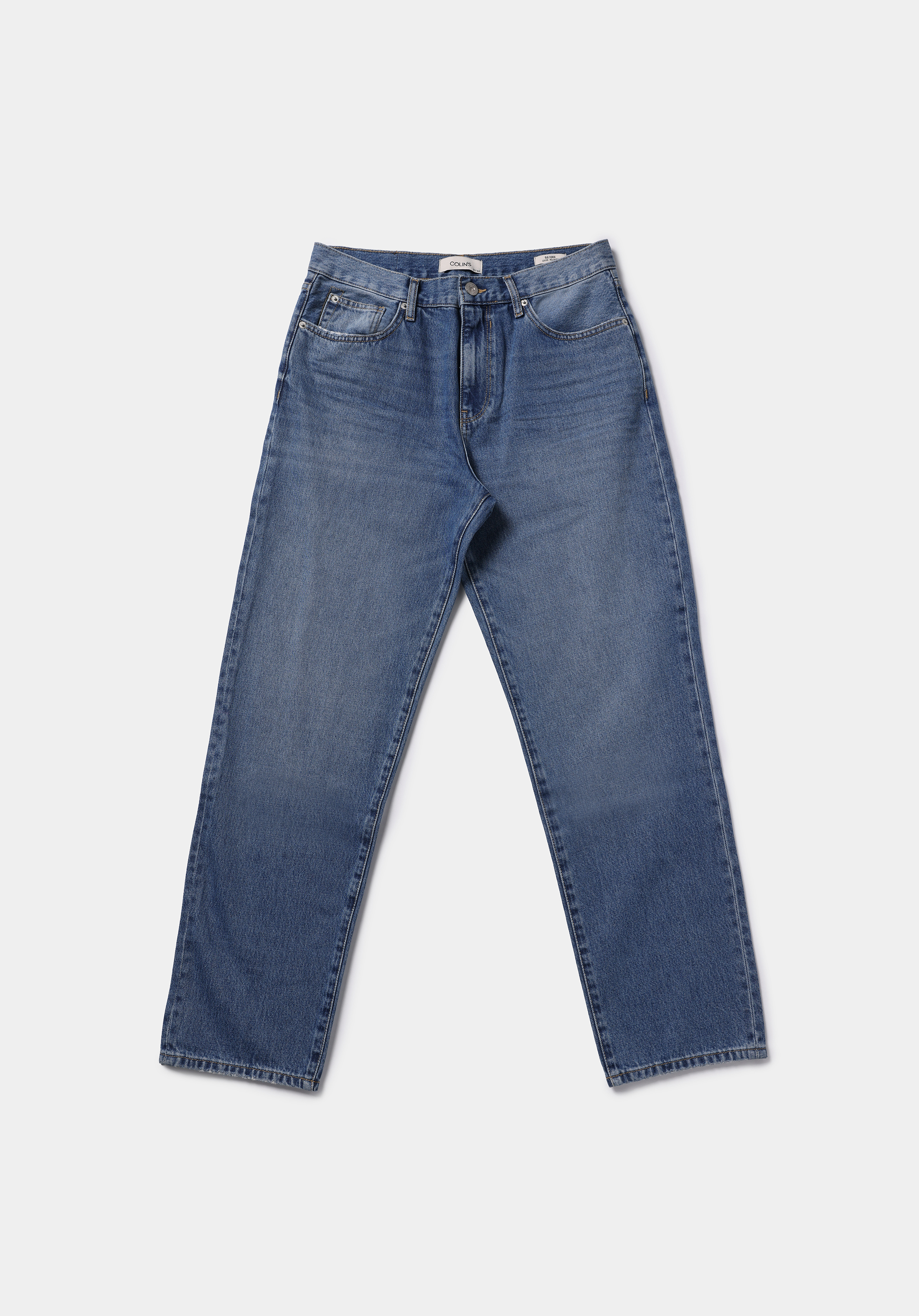 Loose Relaxed Fit   Erkek Mid İndigo Denim Jean Pantolon