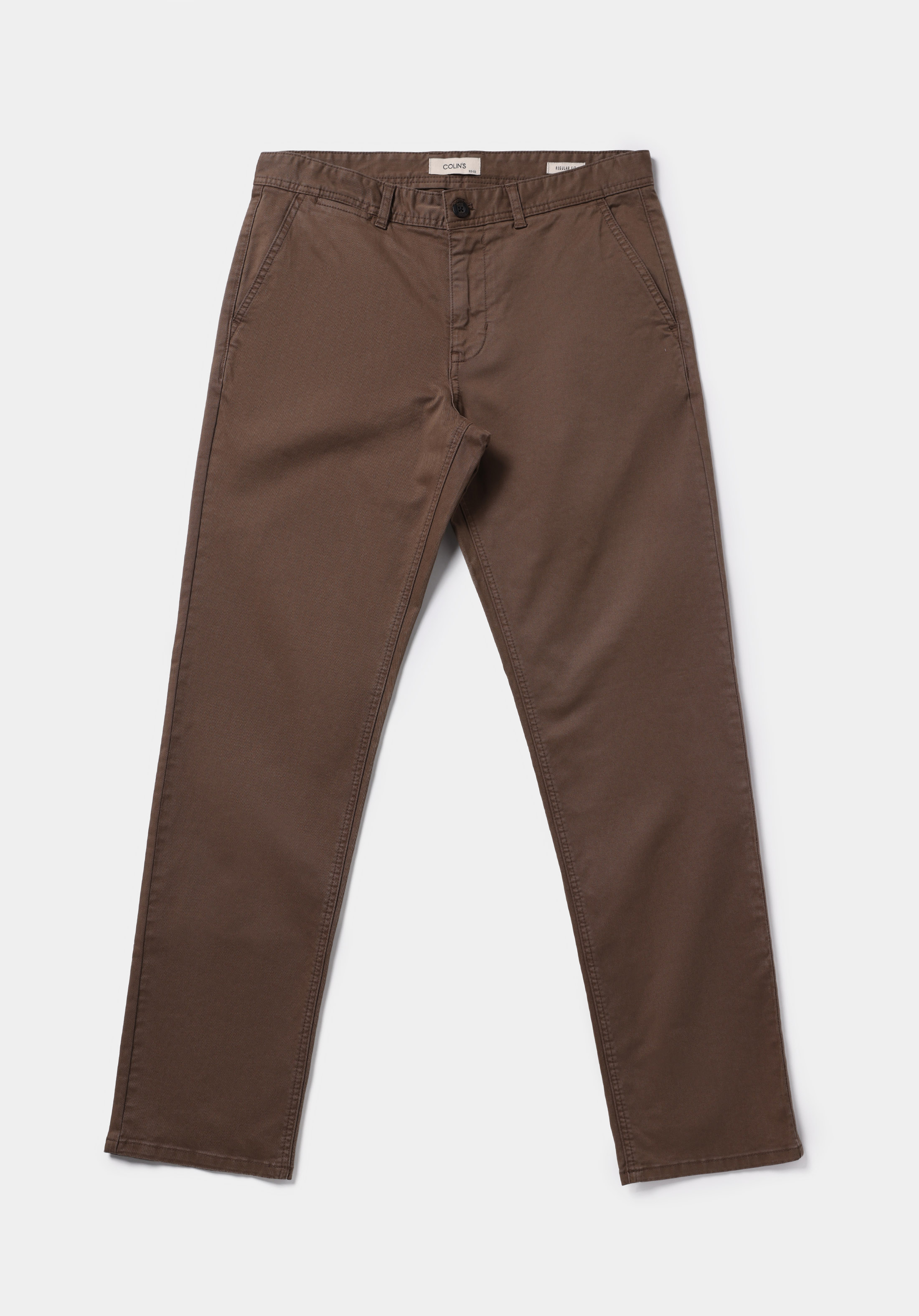 Regular Fit Orta Bel Düz Paça Erkek Kahverengi  Pantolon