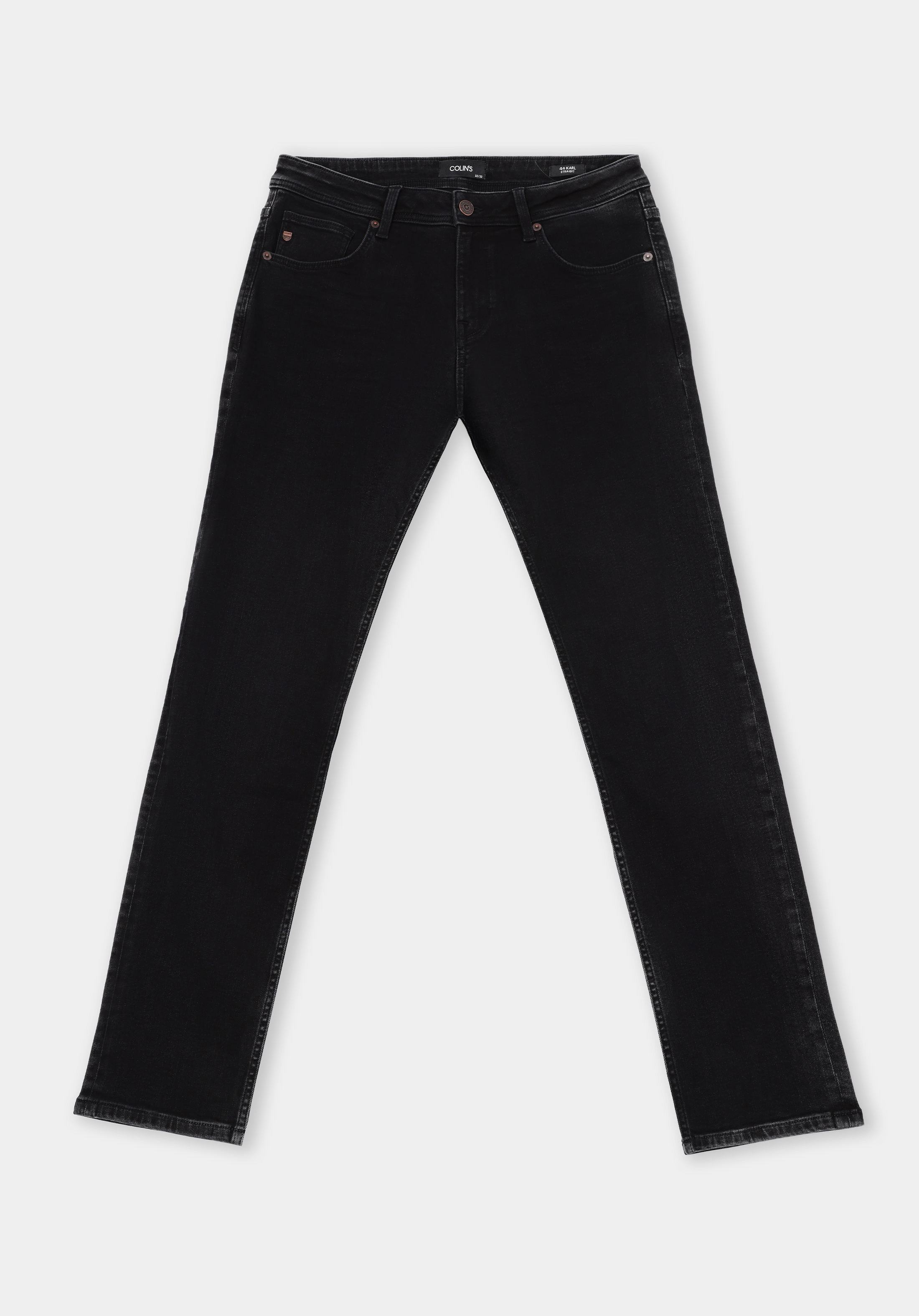 Straight Fit Orta Bel Düz Paça Erkek Black Black Denim Jean Pantolon