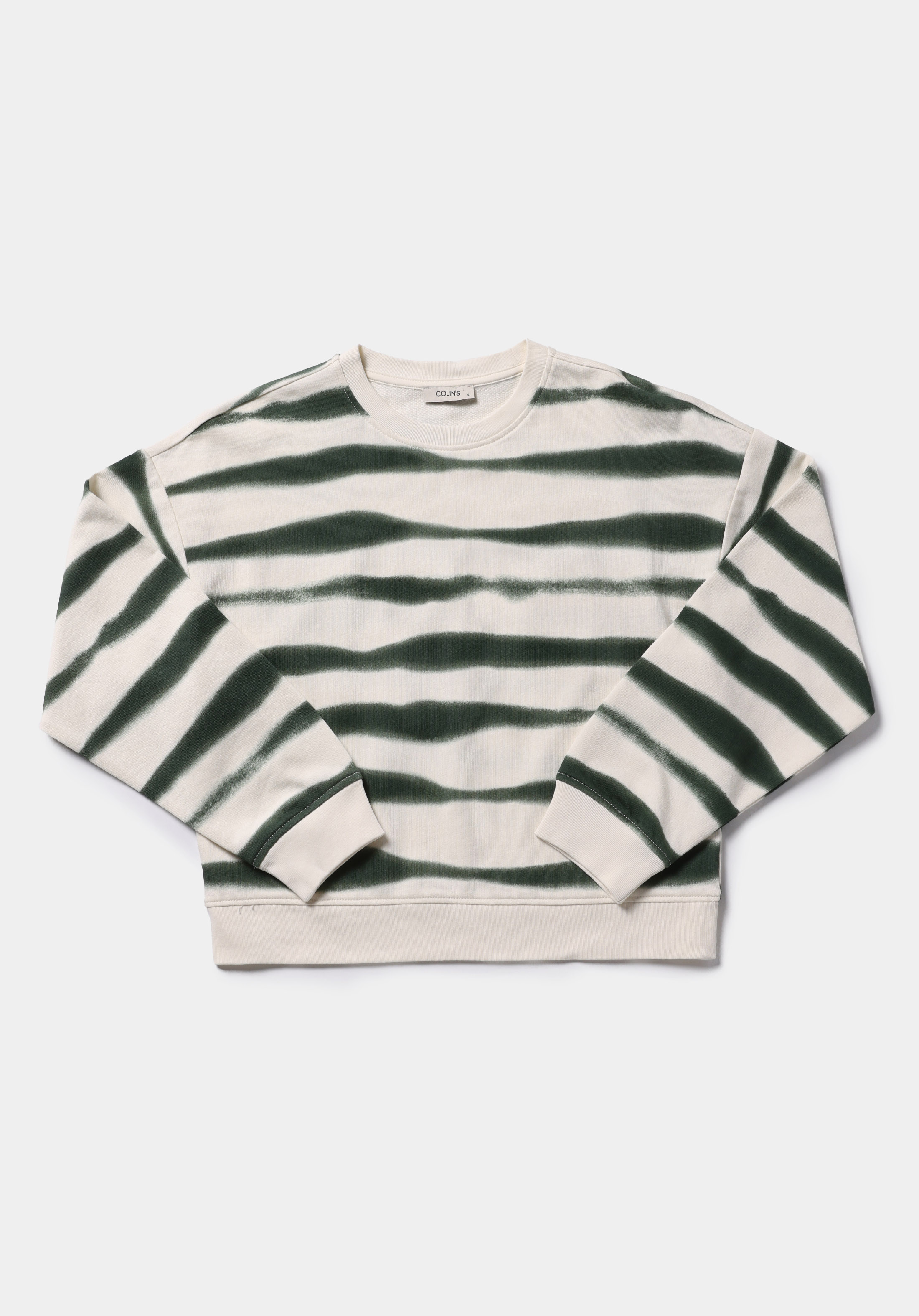 Regular Fit Yuvarlak Yaka Batik Kadın Yeşil Sweatshirt