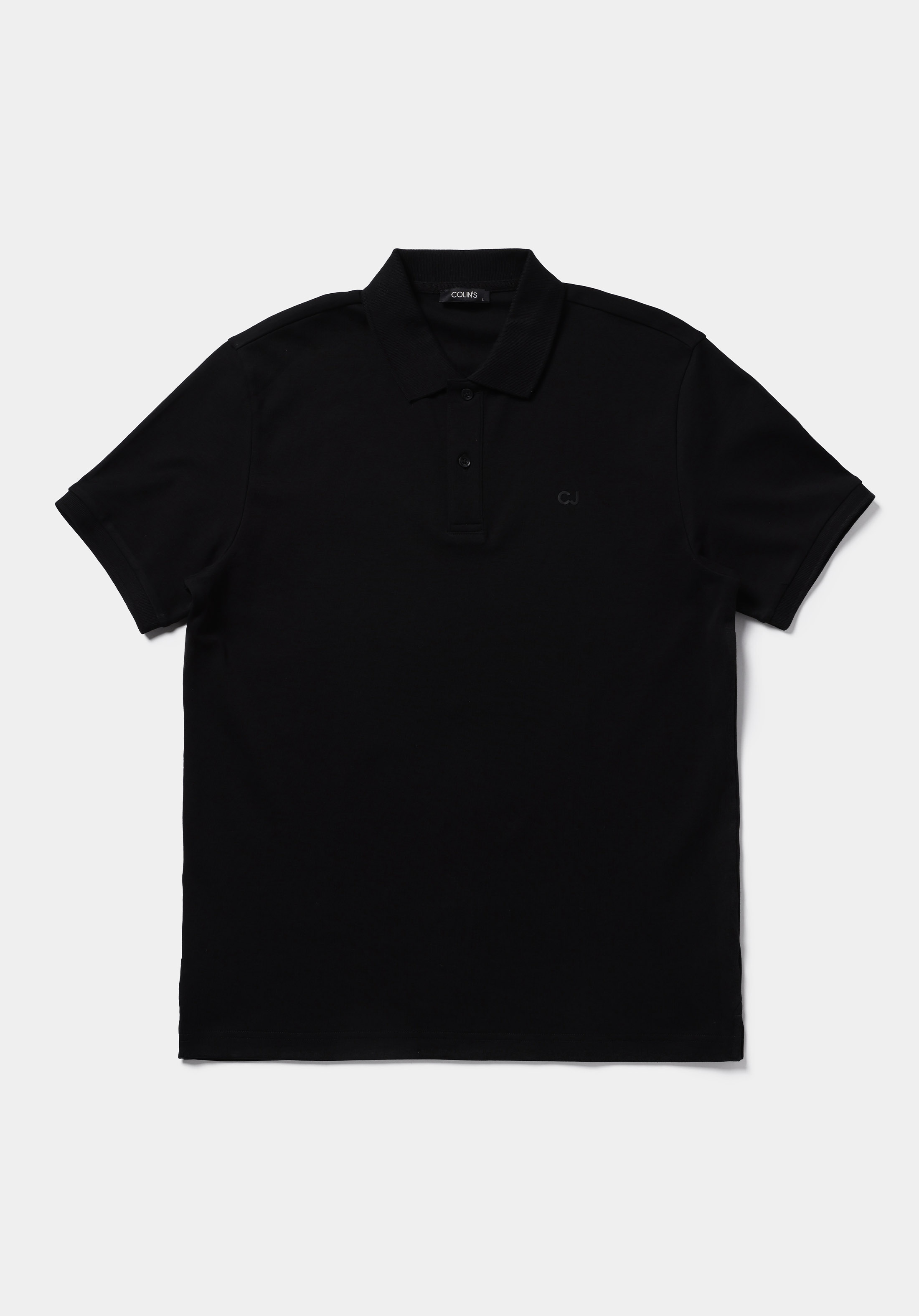 Regular Fit Polo Yaka Düz Erkek Siyah Kısa Kol Tişört