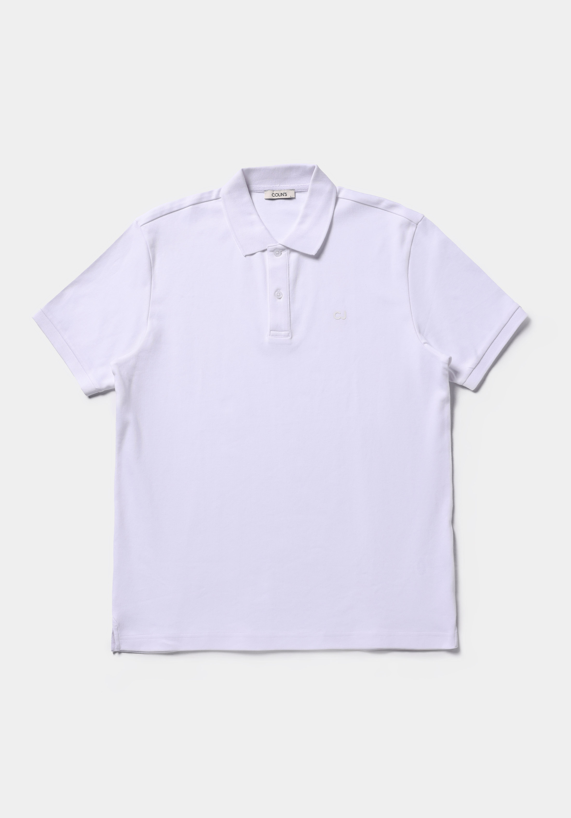 Regular Fit Polo Yaka Düz Erkek Beyaz Kısa Kol Tişört