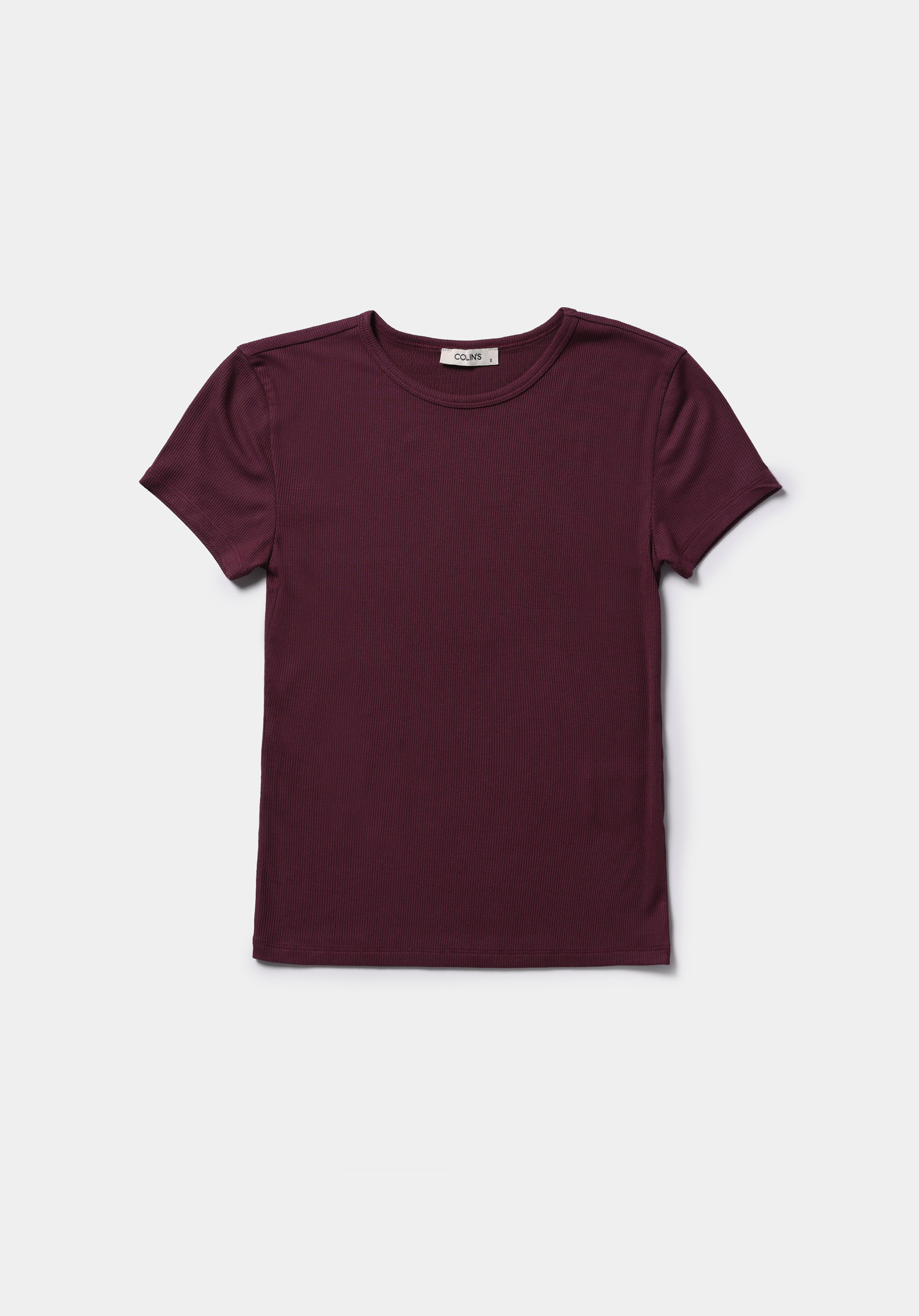 Slim Fit Yuvarlak Yaka Düz Kadın Mor Kısa Kol Tişört