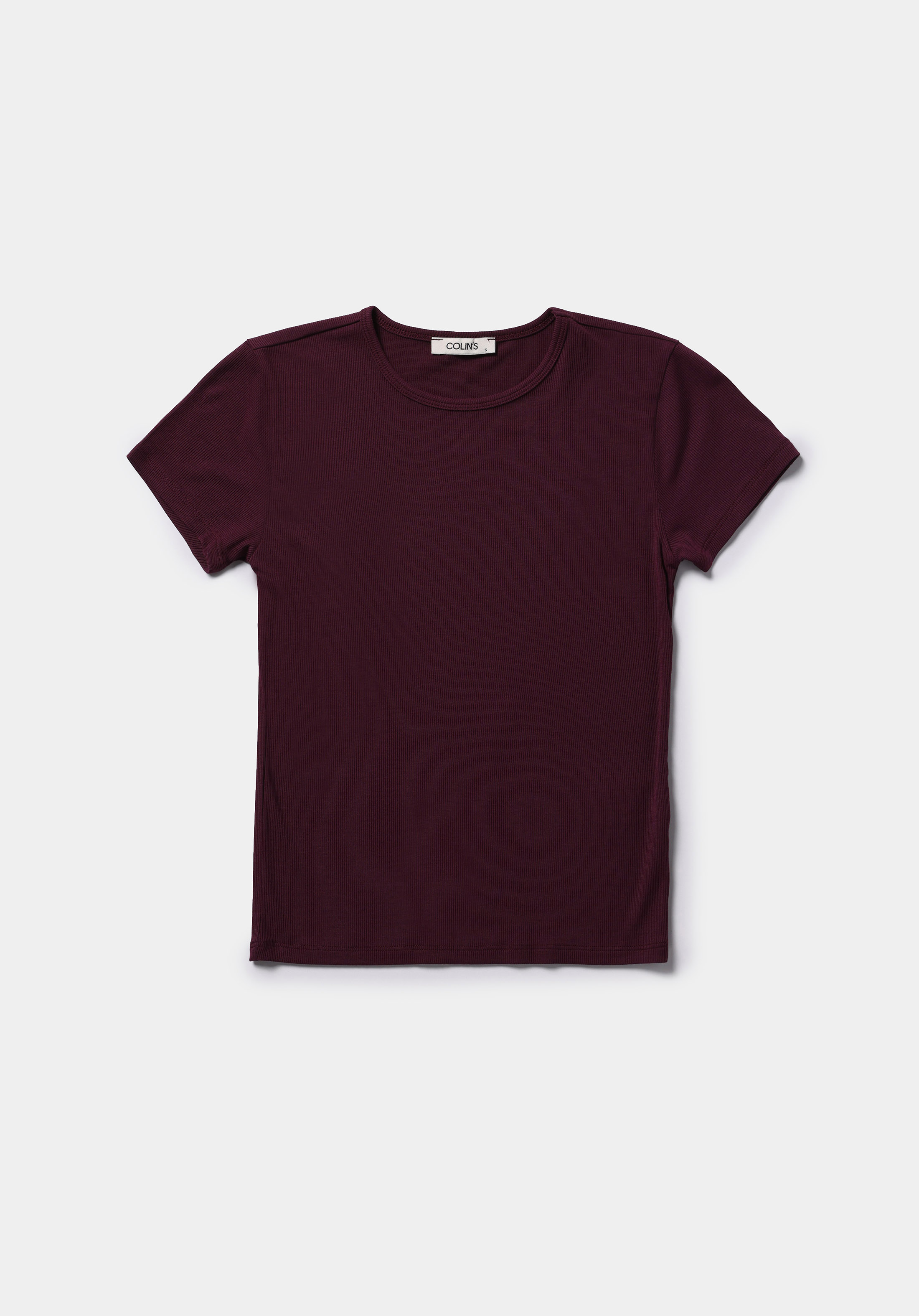 Slim Fit Yuvarlak Yaka Düz Kadın Mor Kısa Kol Tişört