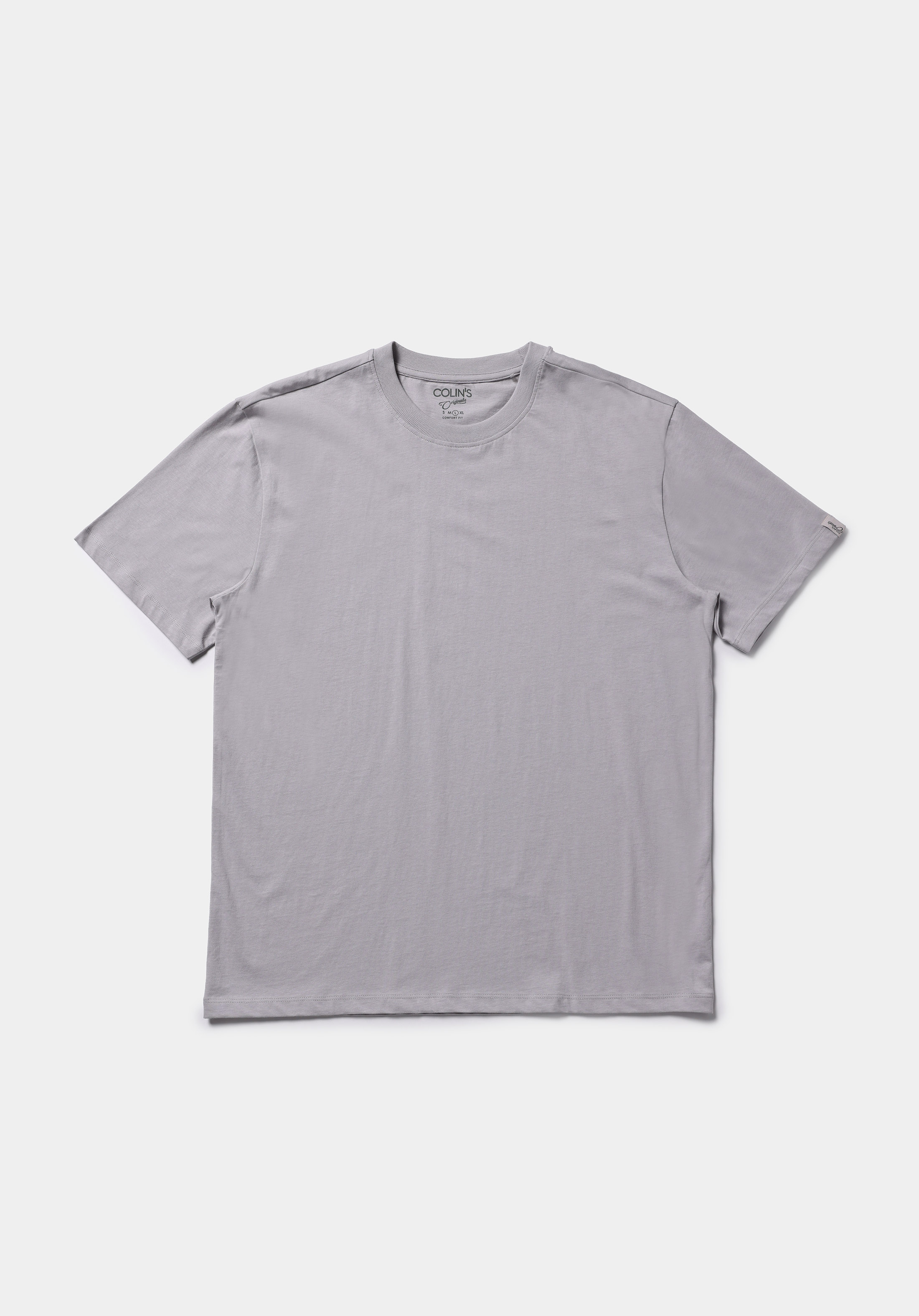 Comfort Fit Yuvarlak Yaka Düz Erkek Gri Kısa Kol Tişört