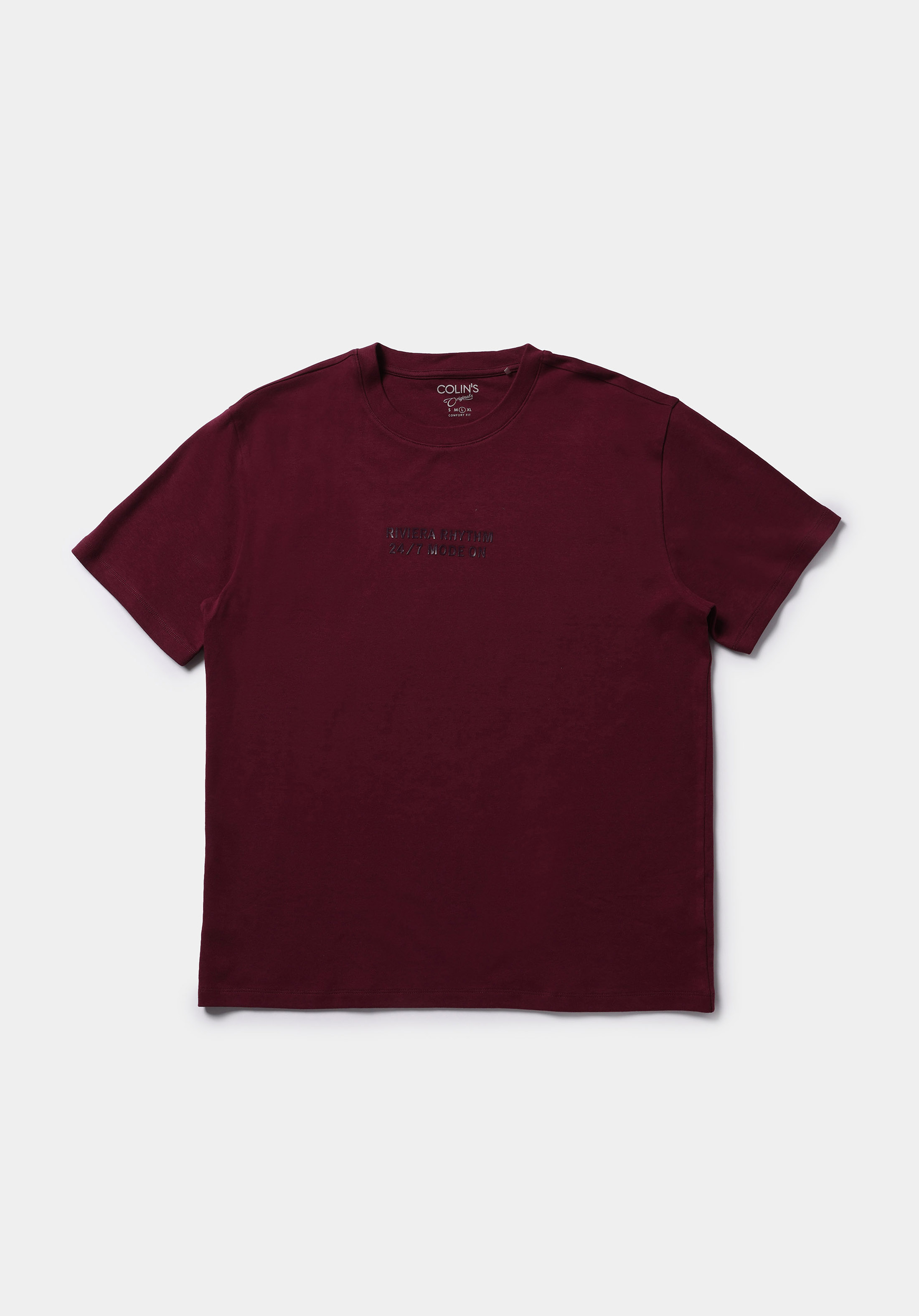 Comfort Fit Yuvarlak Yaka Düz Erkek Mor Kısa Kol Tişört