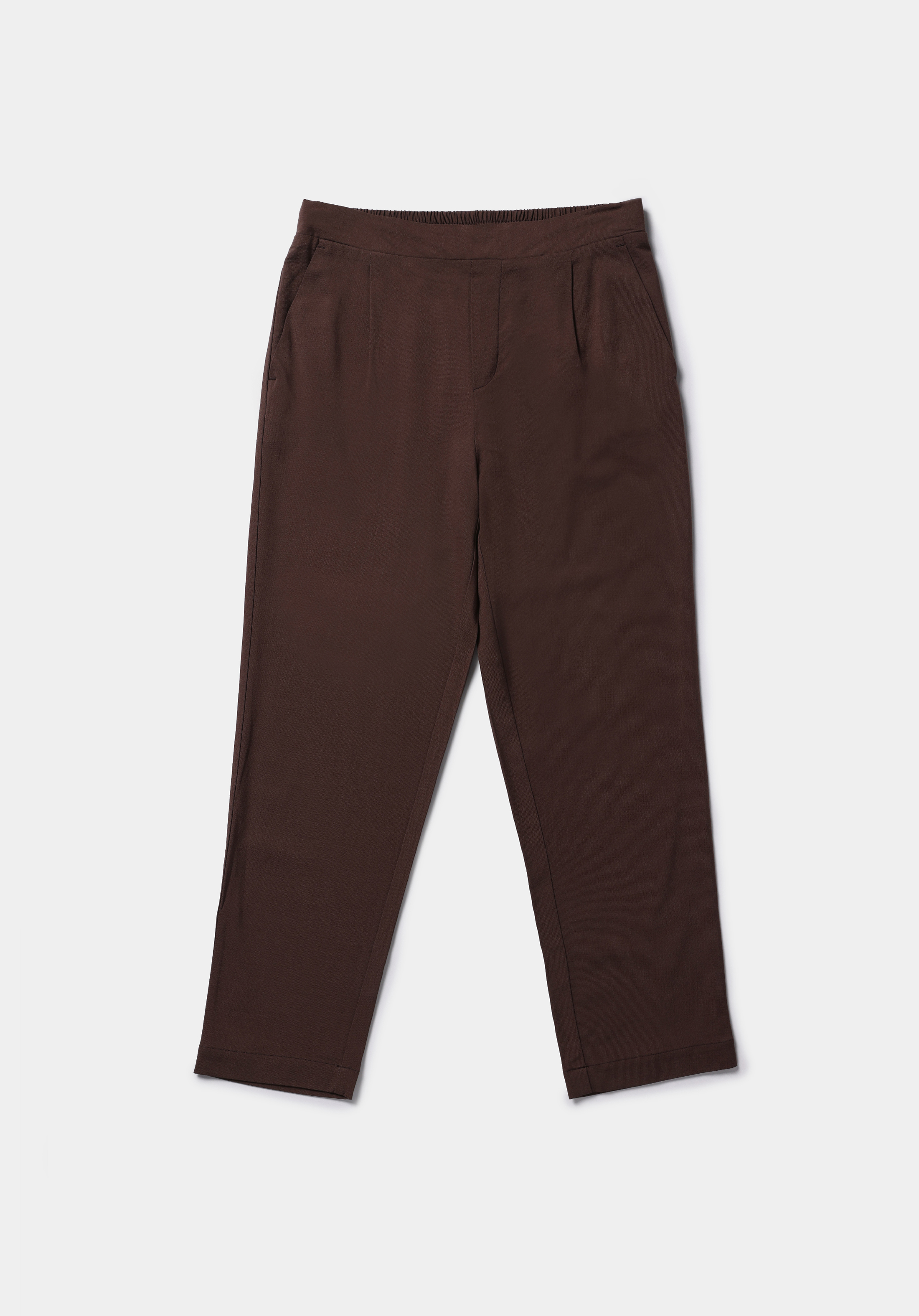 Regular Fit Yüksel Bel Düz Paça Kadın Kahverengi  Pantolon