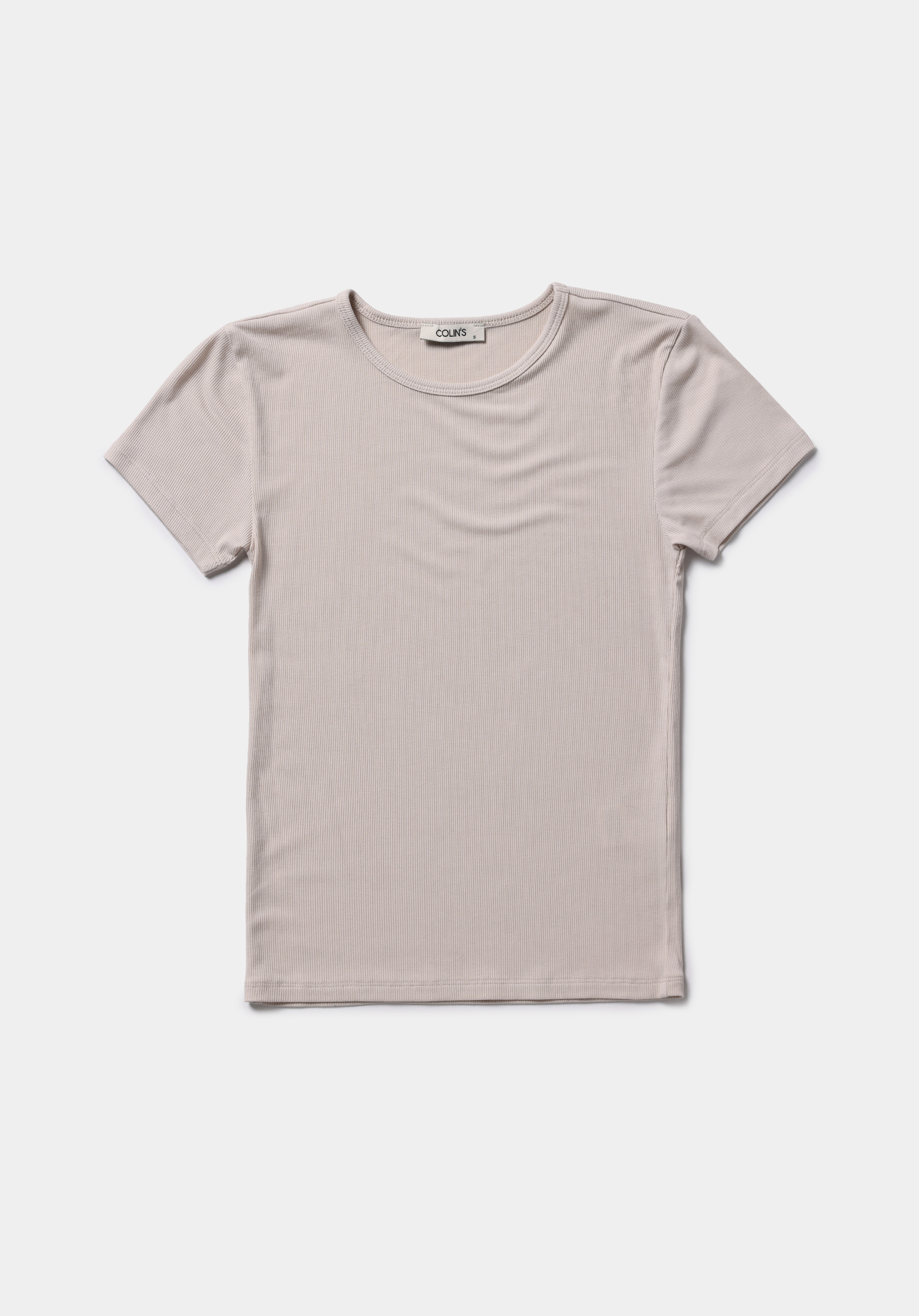 Slim Fit Yuvarlak Yaka Düz Kadın Taş Kısa Kol Tişört