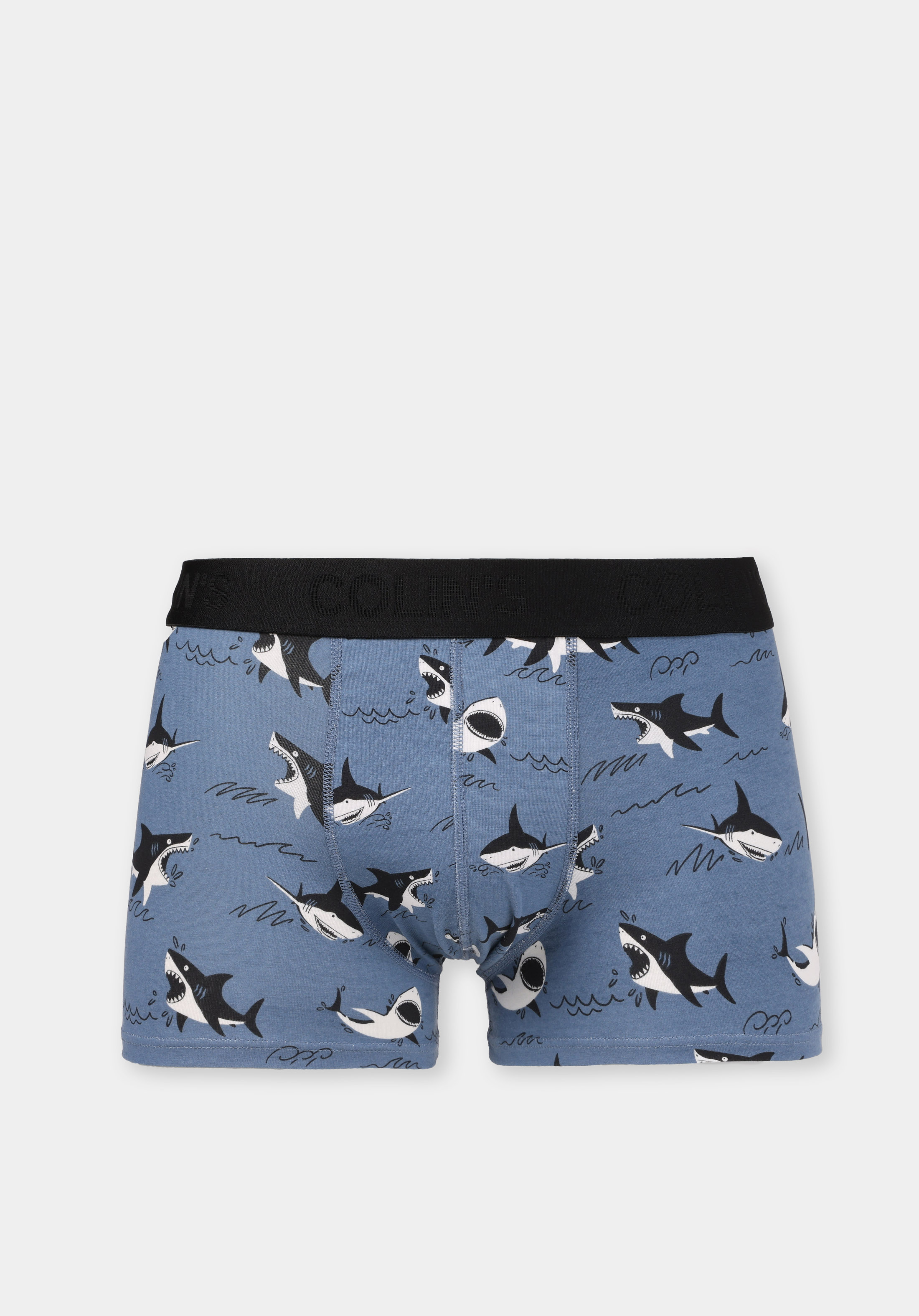 Modern Fit Baskılı Erkek Mavi Boxer