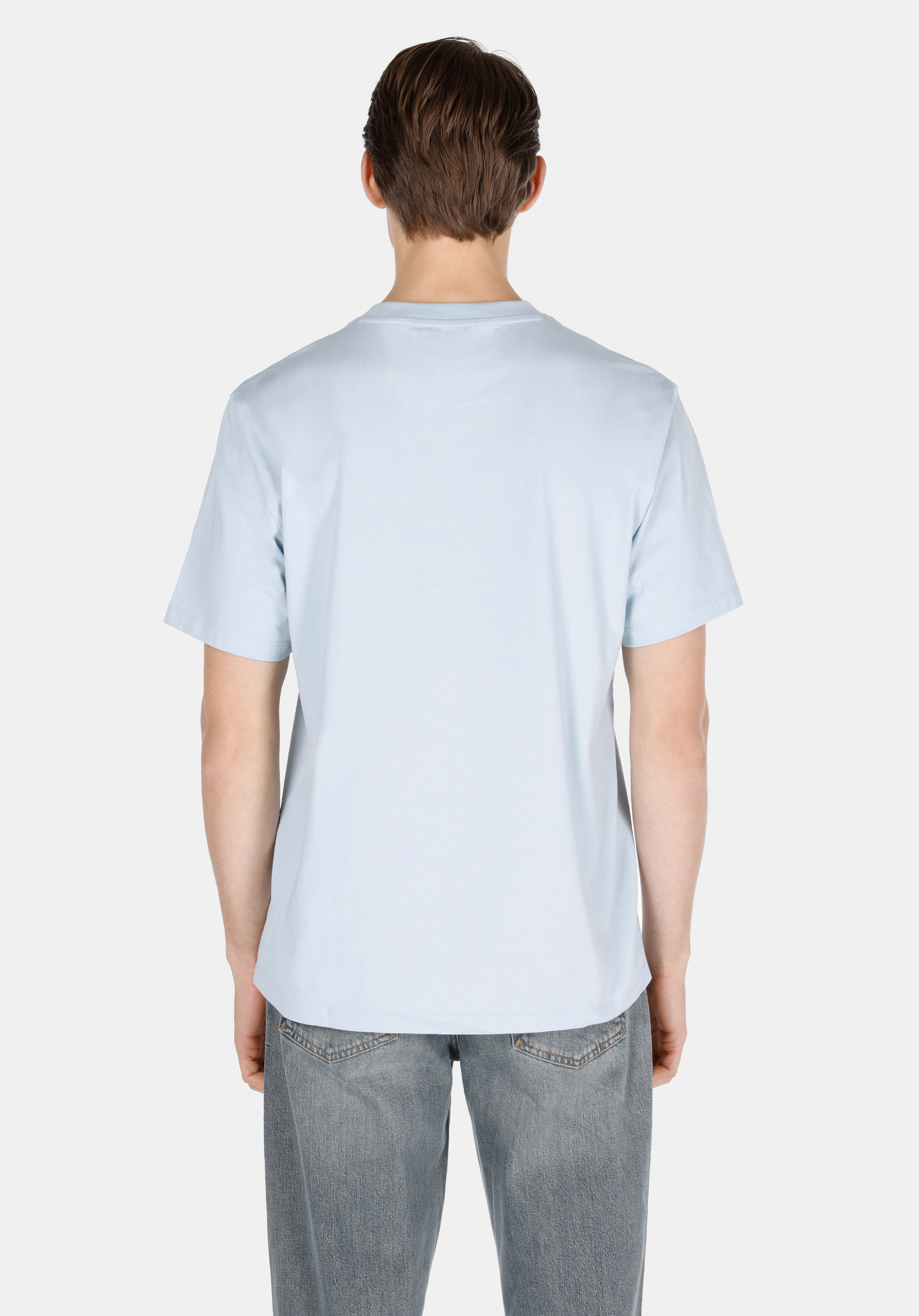 Comfort Fit Yuvarlak Yaka Düz Erkek Mavi Kısa Kol Tişört