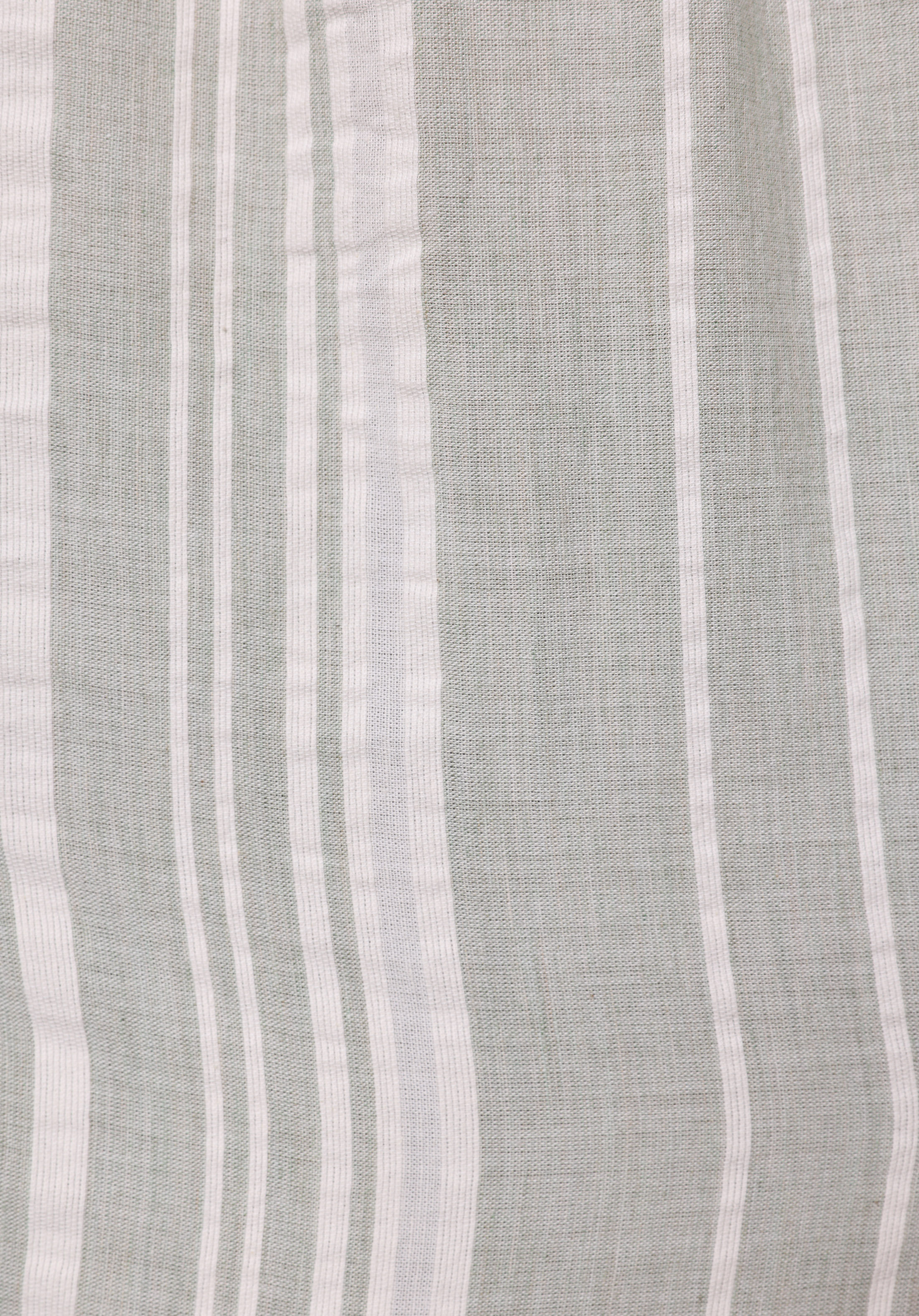 Regular Fit Shirt Neck Çizgili Erkek Yeşil Uzun Kol Gömlek