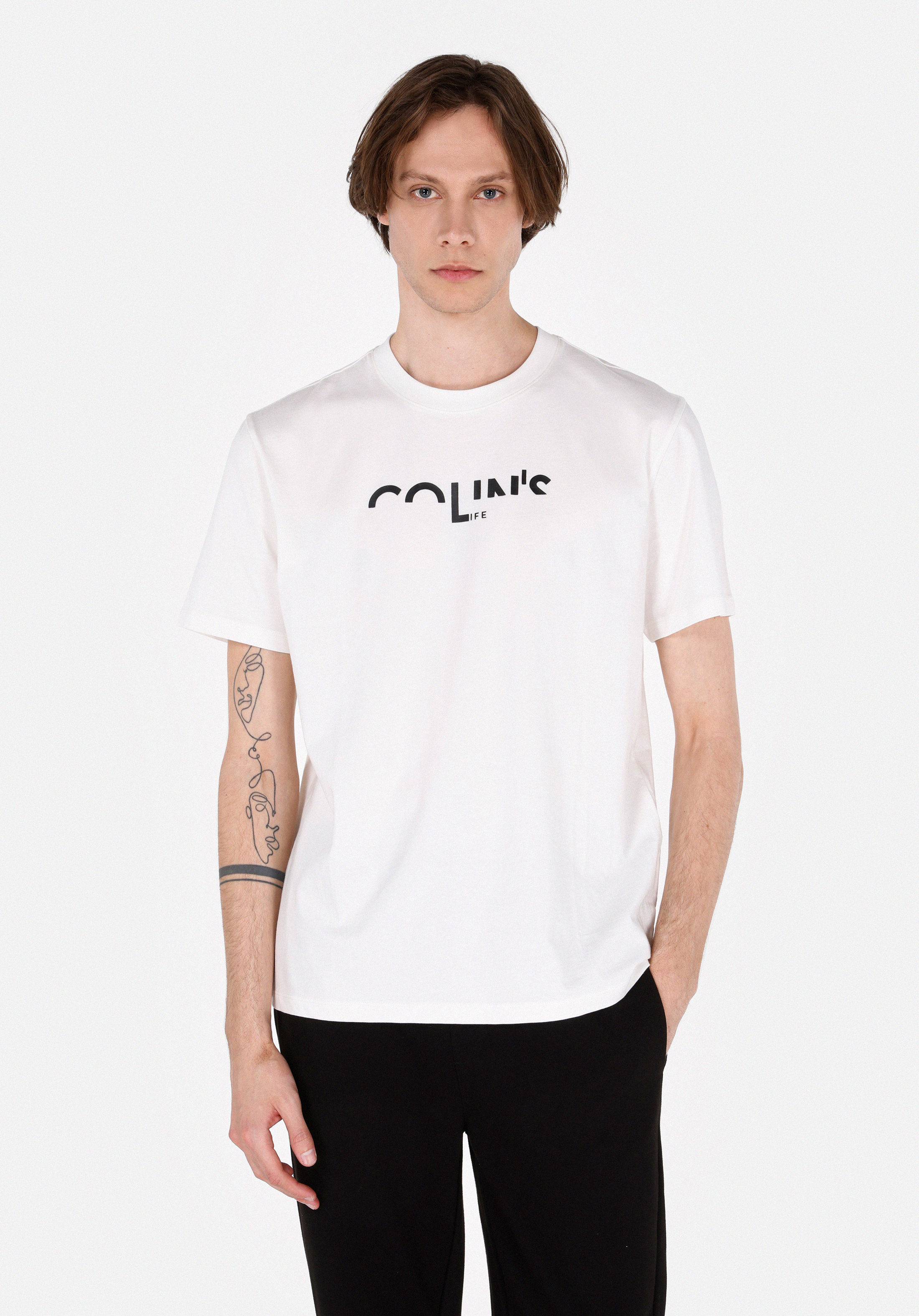 Comfort Fit Yuvarlak Yaka Düz Erkek Beyaz Kısa Kol Tişört