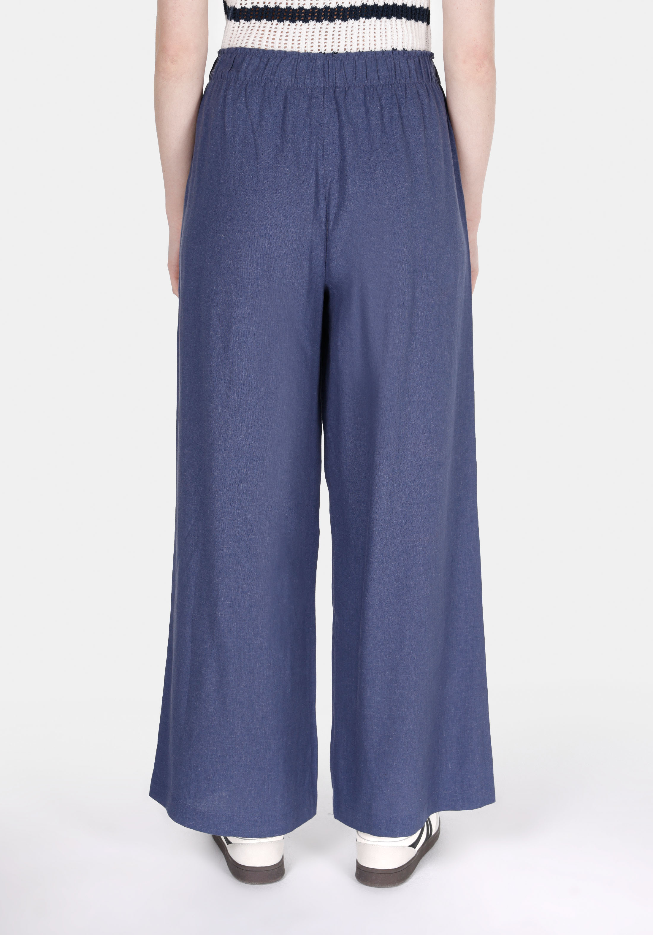 Regular Fit Yüksel Bel Geniş Paça Kadın İndigo  Pantolon