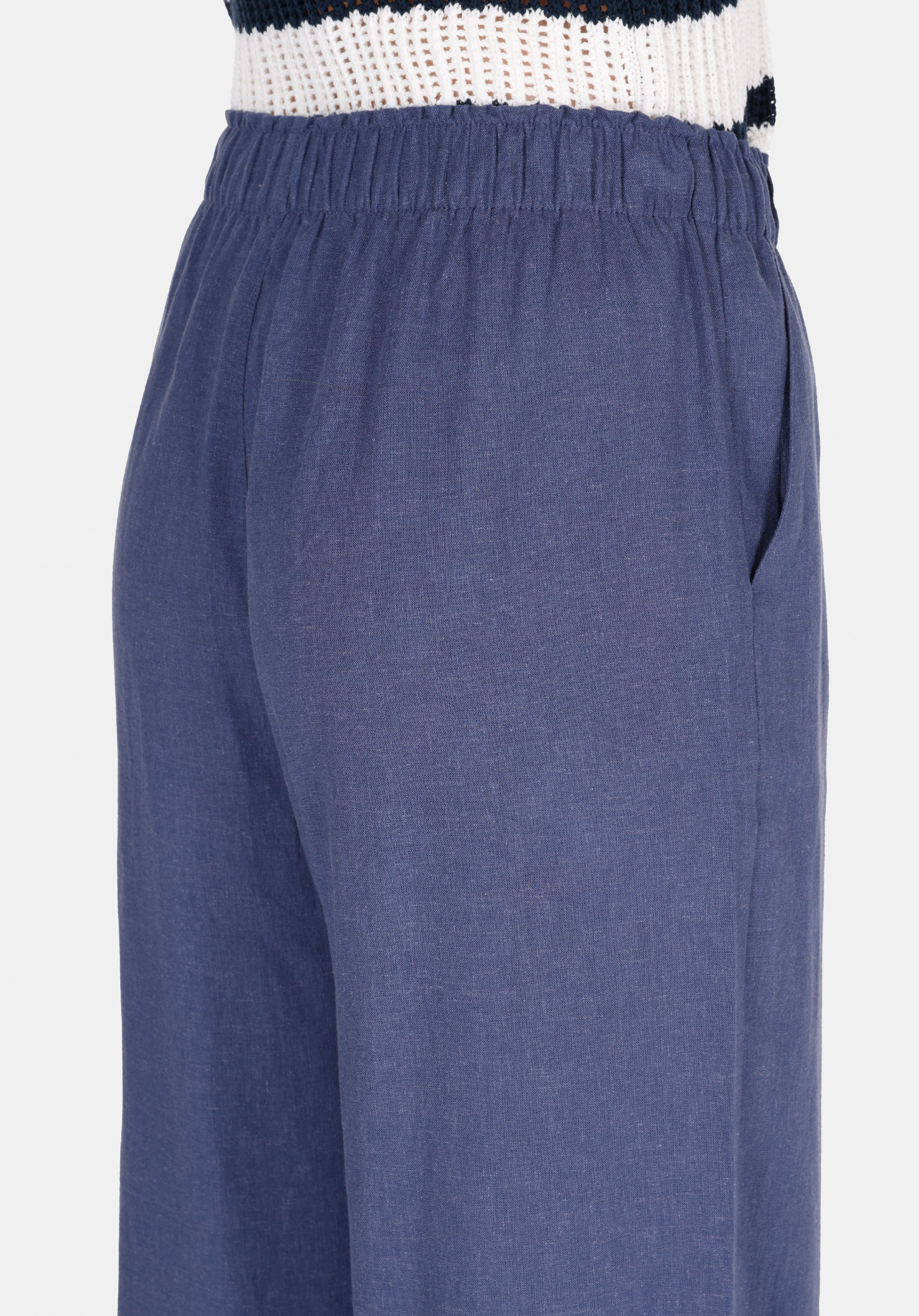 Regular Fit Yüksel Bel Geniş Paça Kadın İndigo  Pantolon